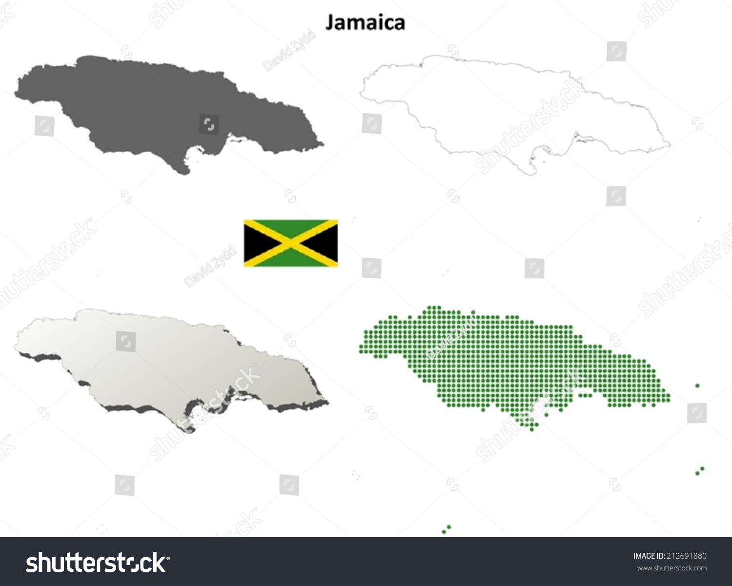 Jamaica Blank Detailed Outline Map Set Stock Vector Royalty Free   Stock Vector Jamaica Blank Detailed Outline Map Set Vector Version 212691880 