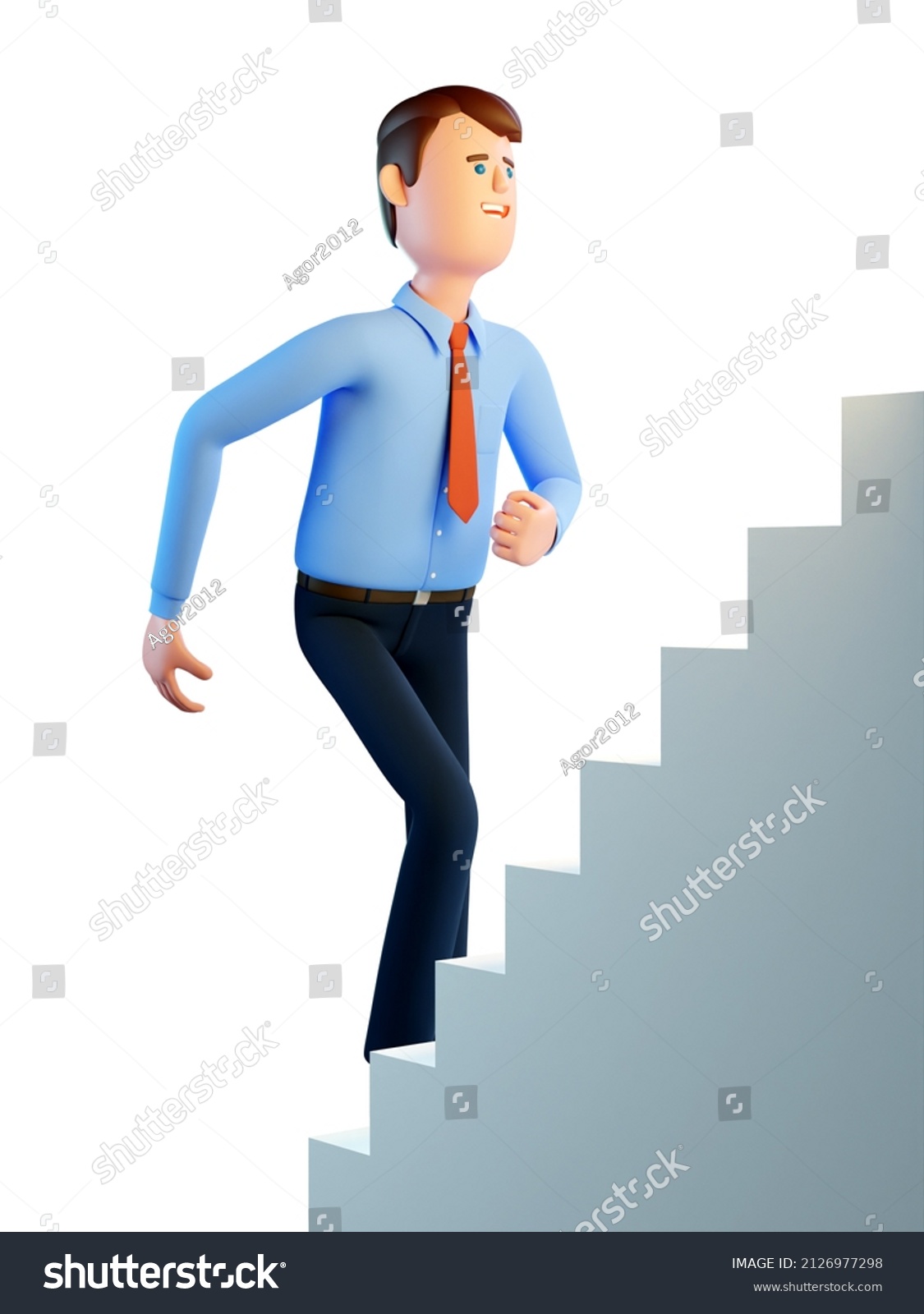 3d Man Goes Stairs Businessman Shirt Stock Illustration 2126977298 ...