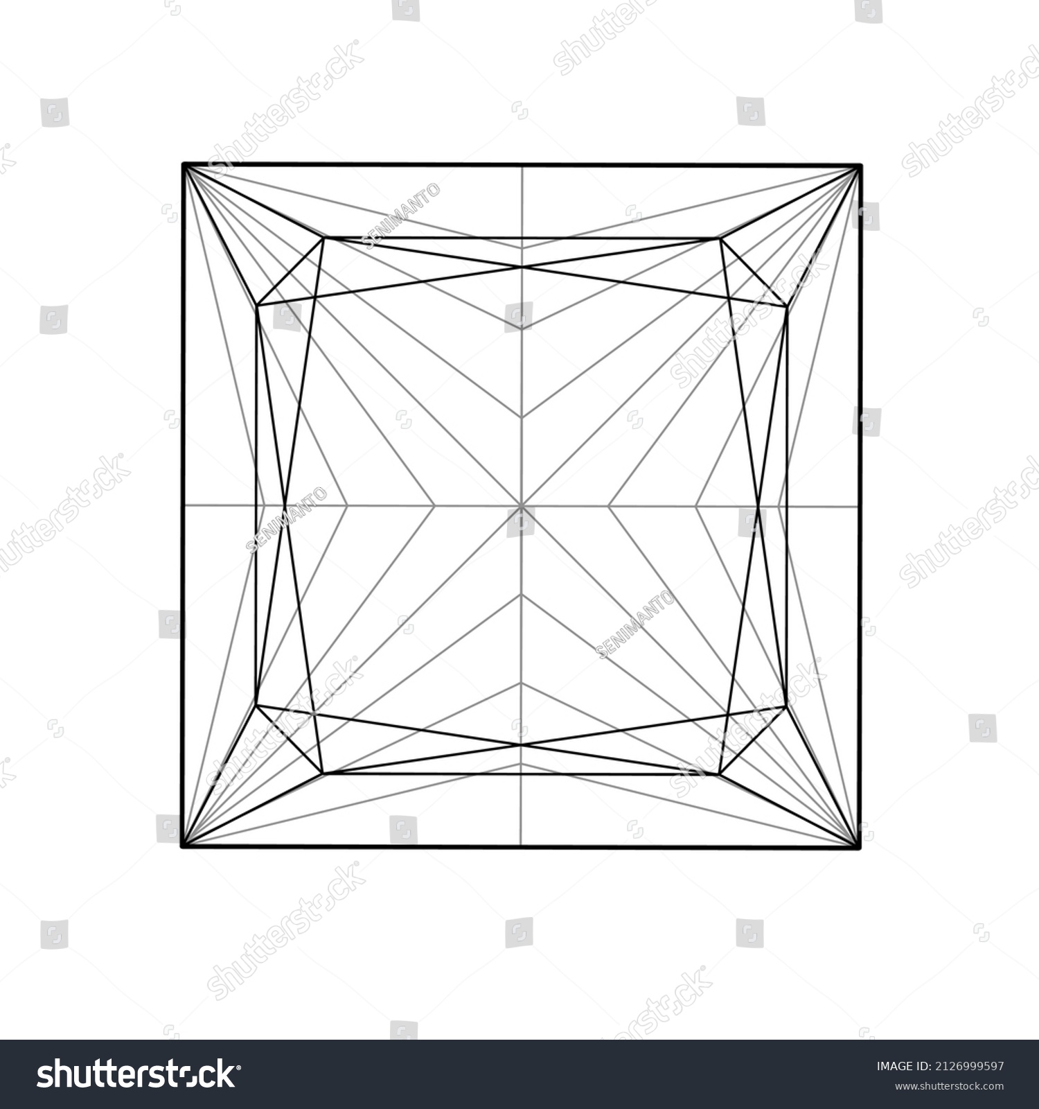 Sketch Princess Cut Diamond On White Stock Vector (Royalty Free ...