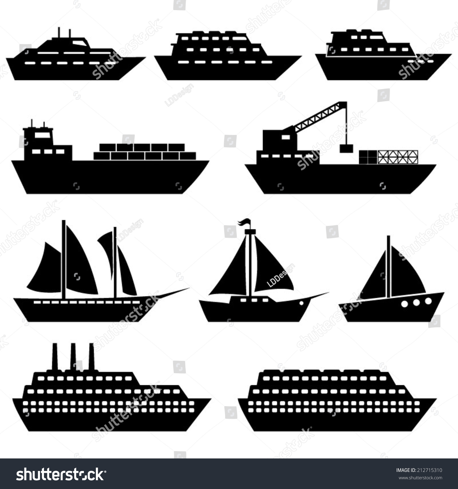 Ship Boat Icons Stock Vector (Royalty Free) 212715310 | Shutterstock