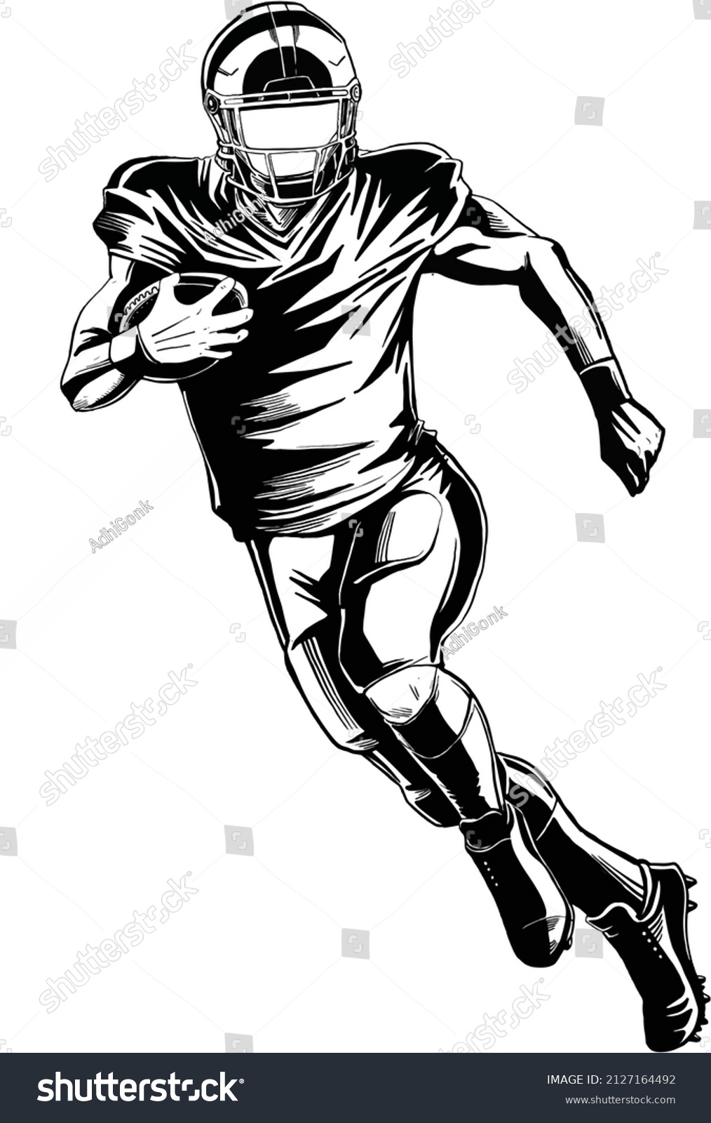 Illustration Football Player Black White Stock Vector (royalty Free 