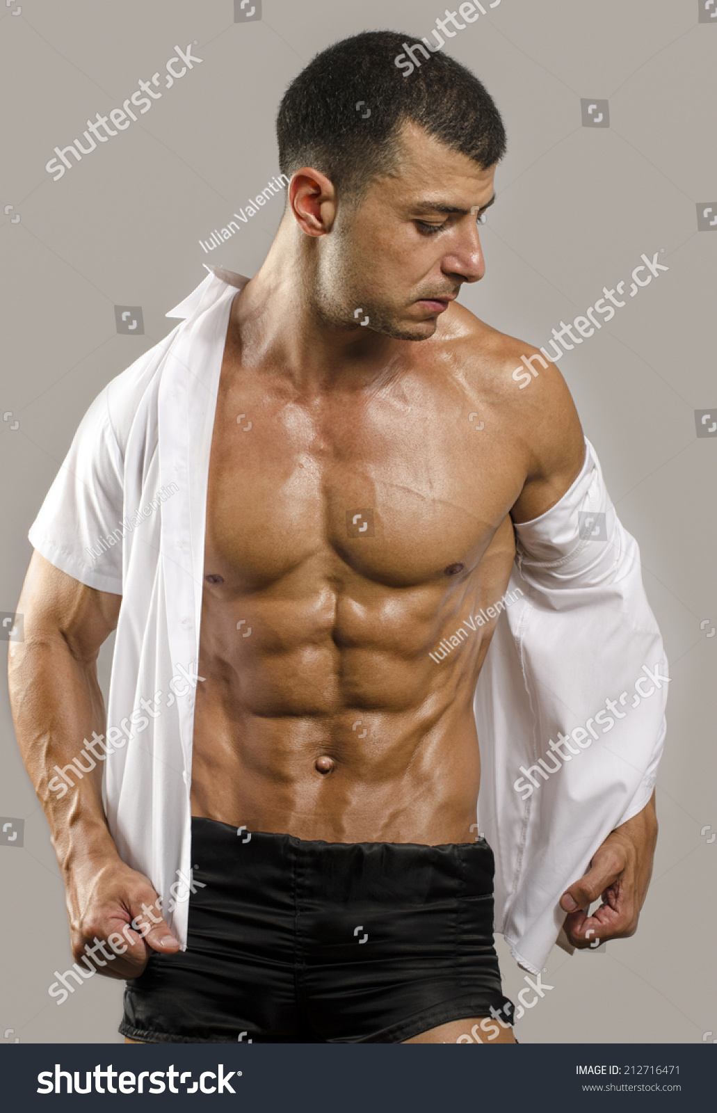 Strong Bodybuilder Man Perfect Abs Shouldersbiceps Stock Photo Shutterstock