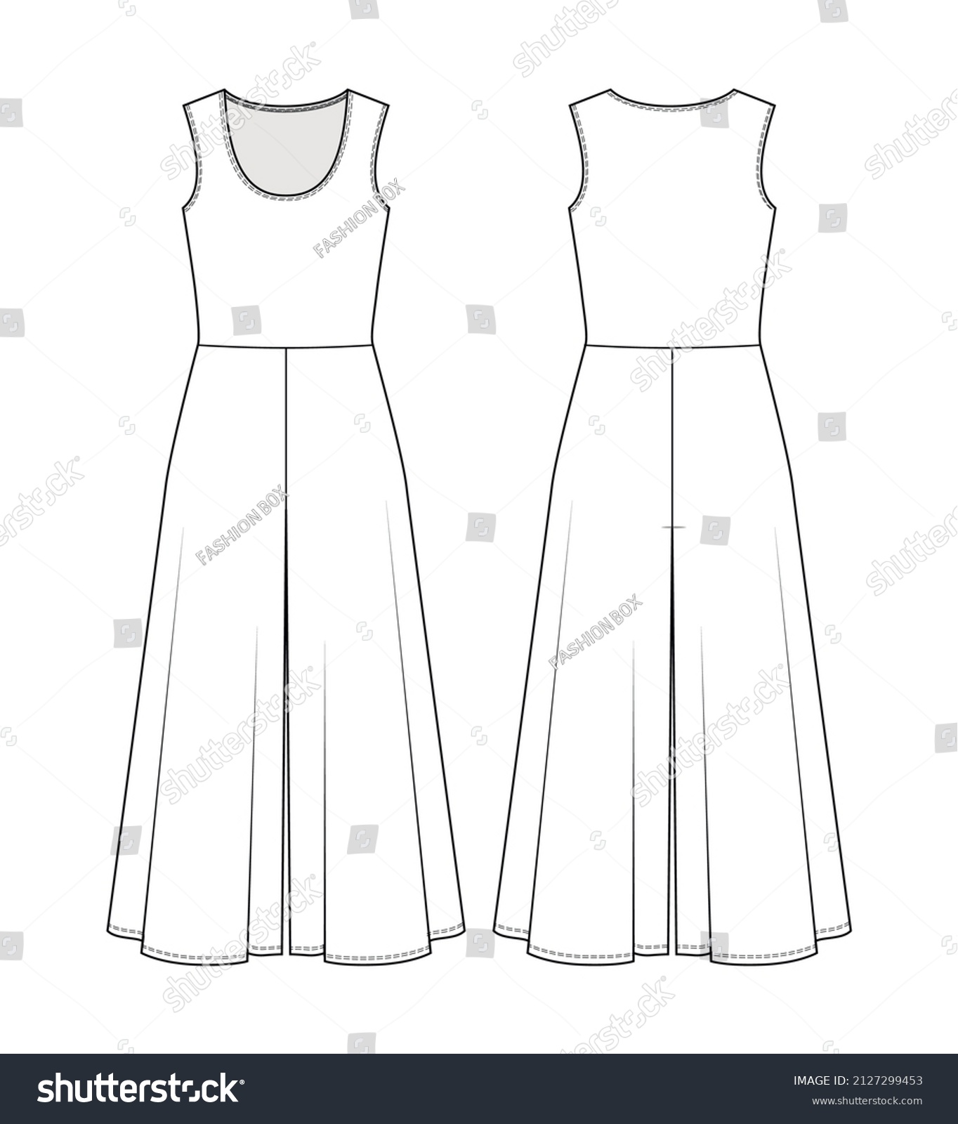 Fashion Technical Drawing Jersey Jumpsuit Stock Vector (Royalty Free ...