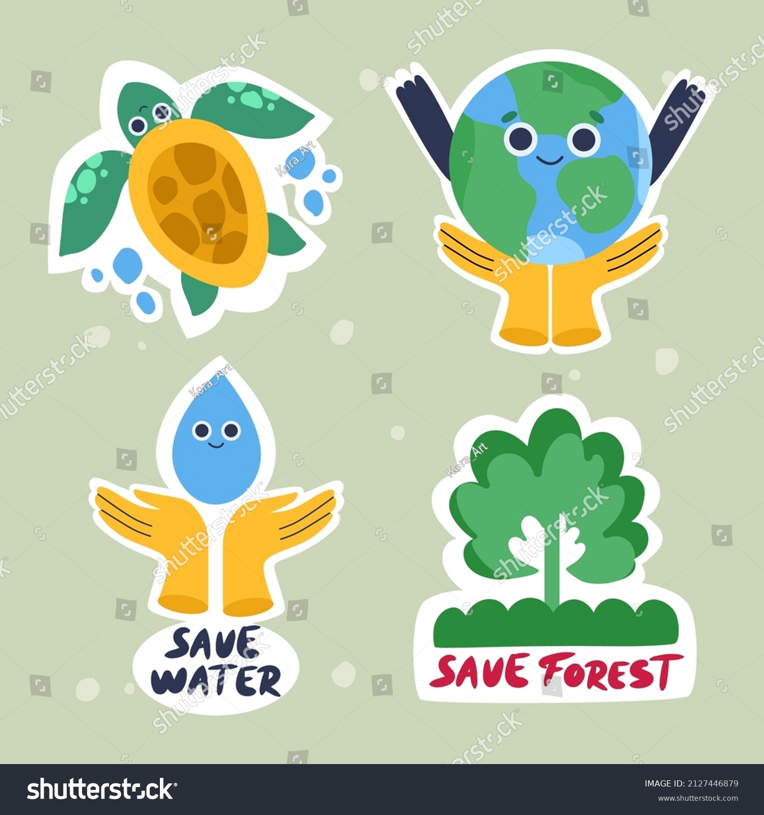 Set Environmentally Friendly Stickers Save Planet Stock Vector (Royalty ...