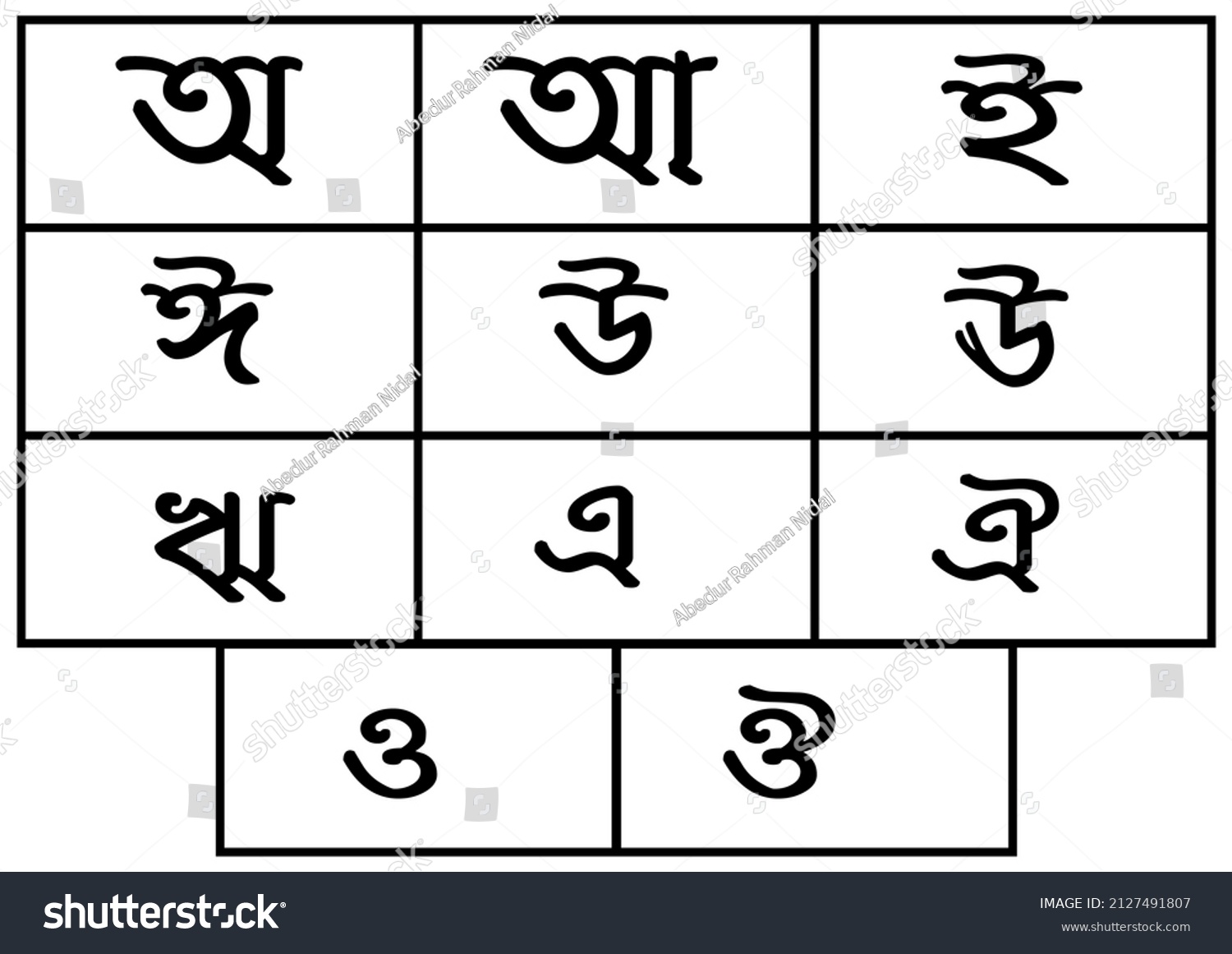 Bengali Alphabet Bangla Alphabet Alphabet Used Stock Illustration ...