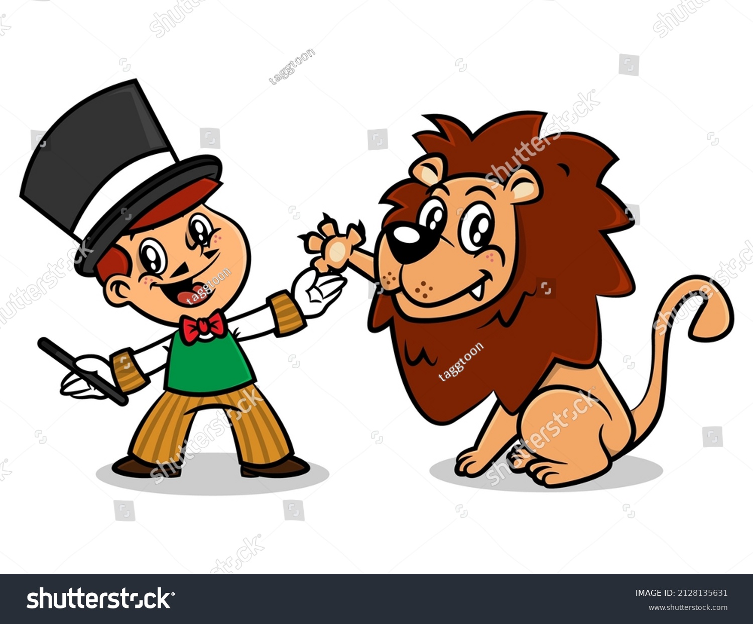 Cartoon Illustration Little Magician Lion Greeting Stock Vector ...