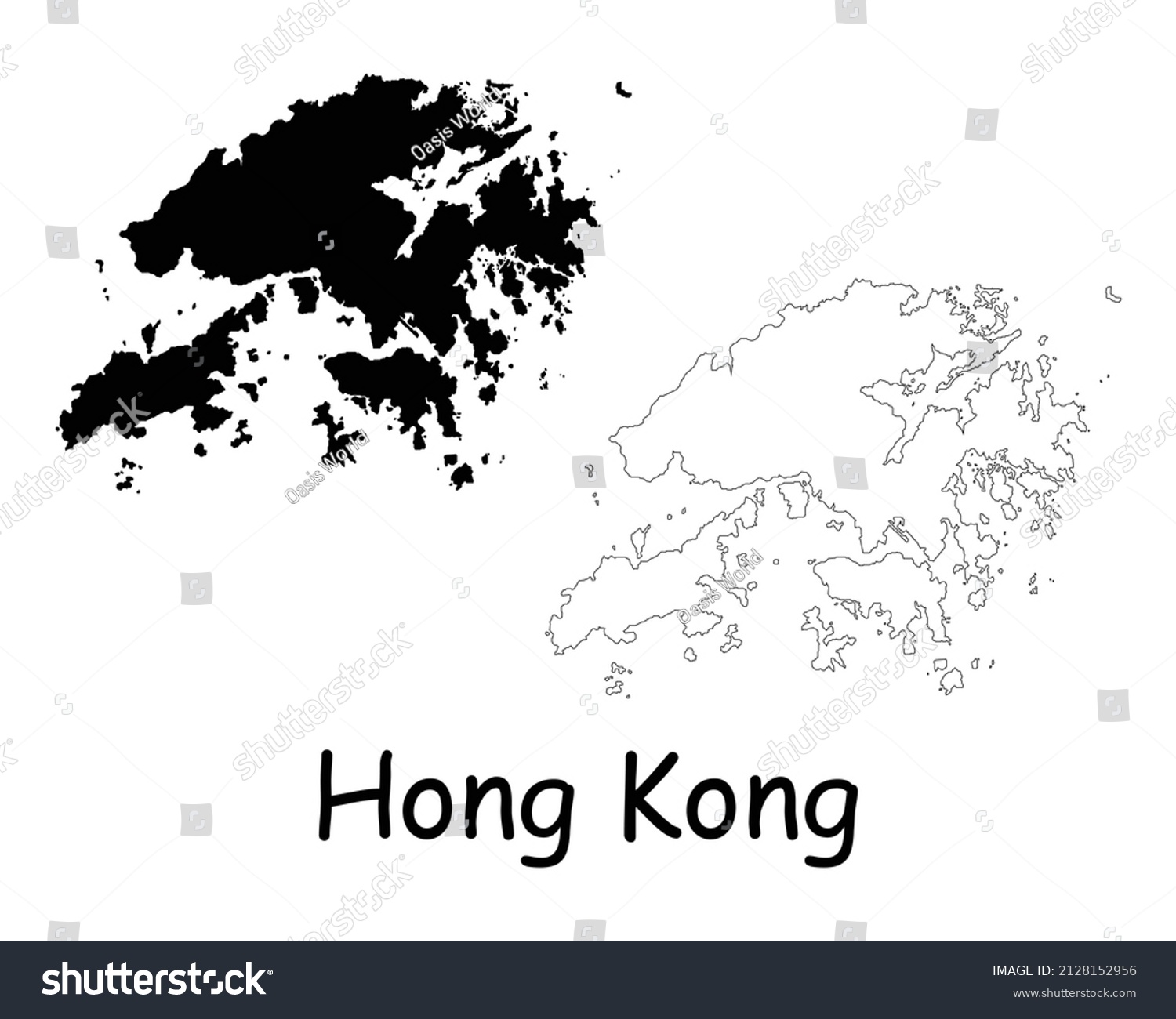 Hong Kong Map Hk Hksar Black Stock Vector (Royalty Free) 2128152956 ...