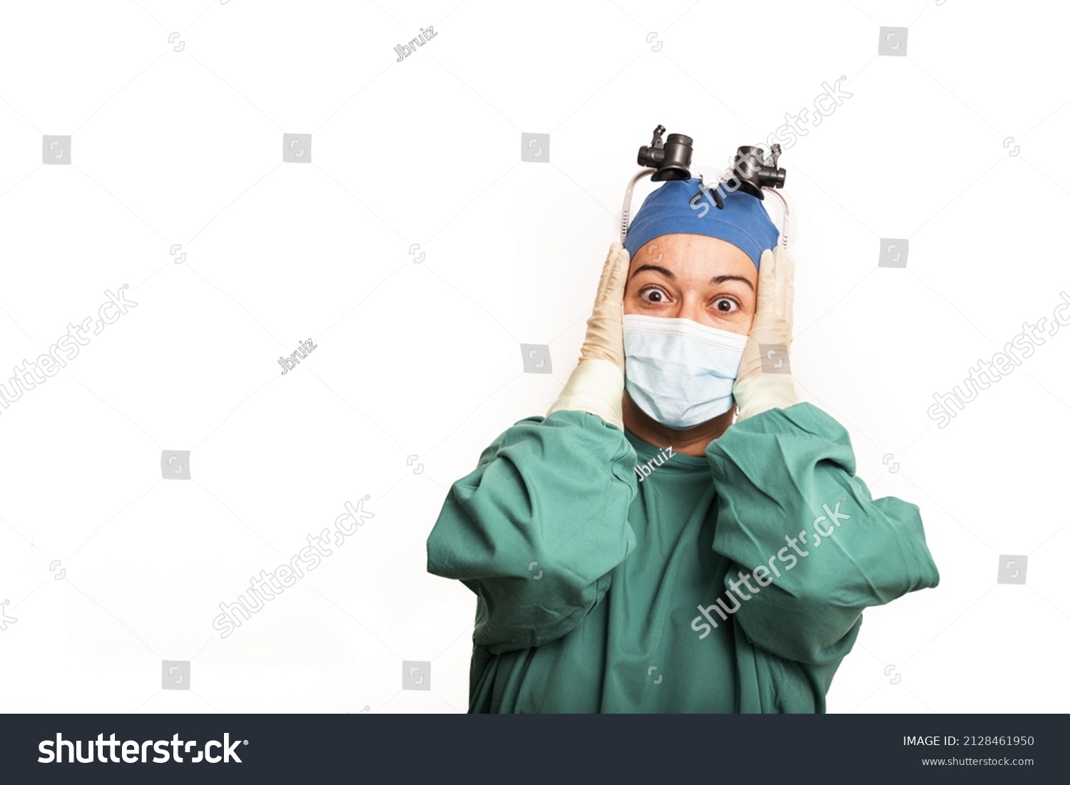 Doctor Surgeon Shocked Funny Woman Closeup Stock Photo 2128461950 Doctor Surgeon Shocked Funny Woman Closeup Stock Photo 2128461950