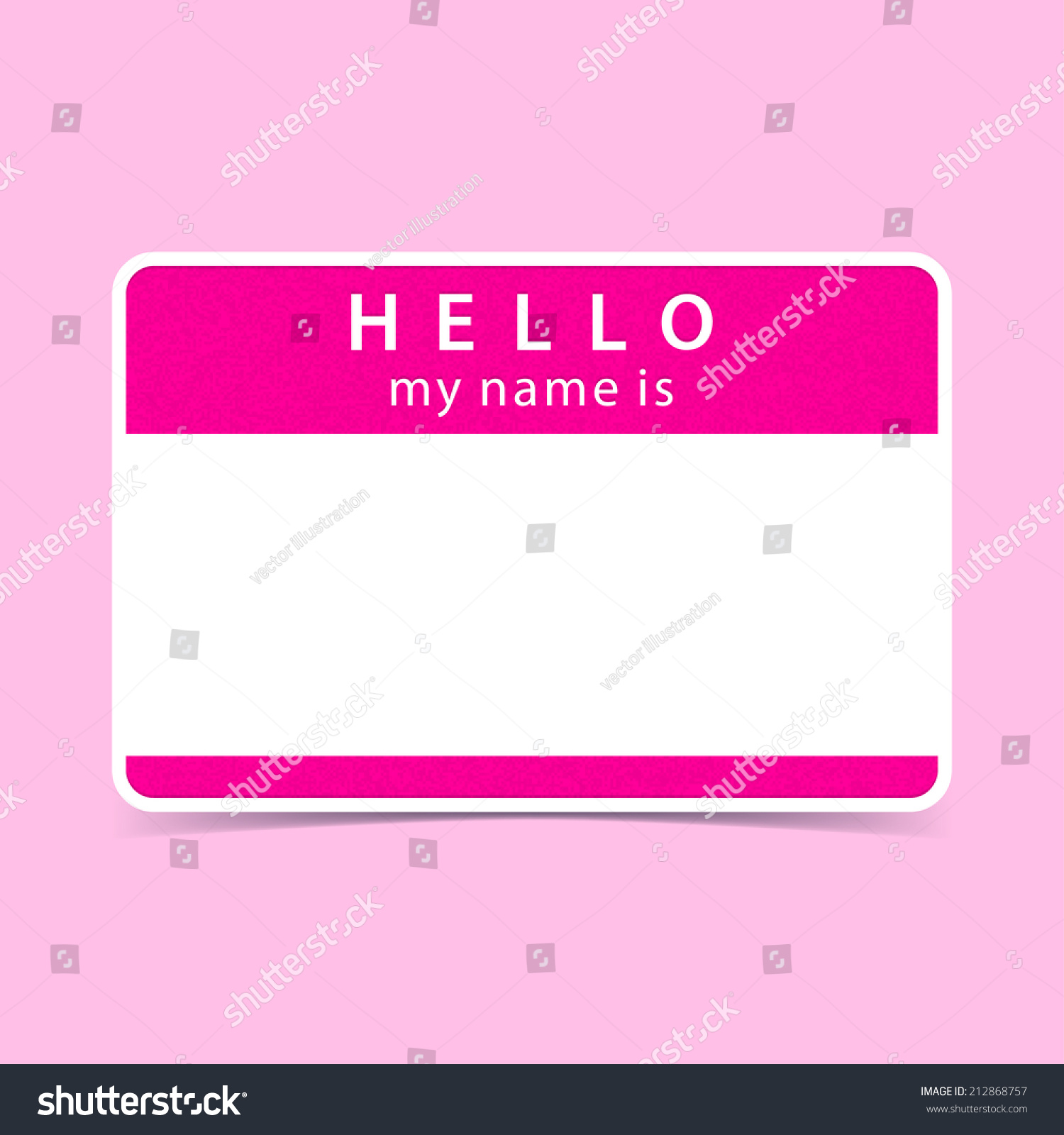 Pink Name Tag Blank Sticker Hello Stock Vector (Royalty Free) 212868757 ...