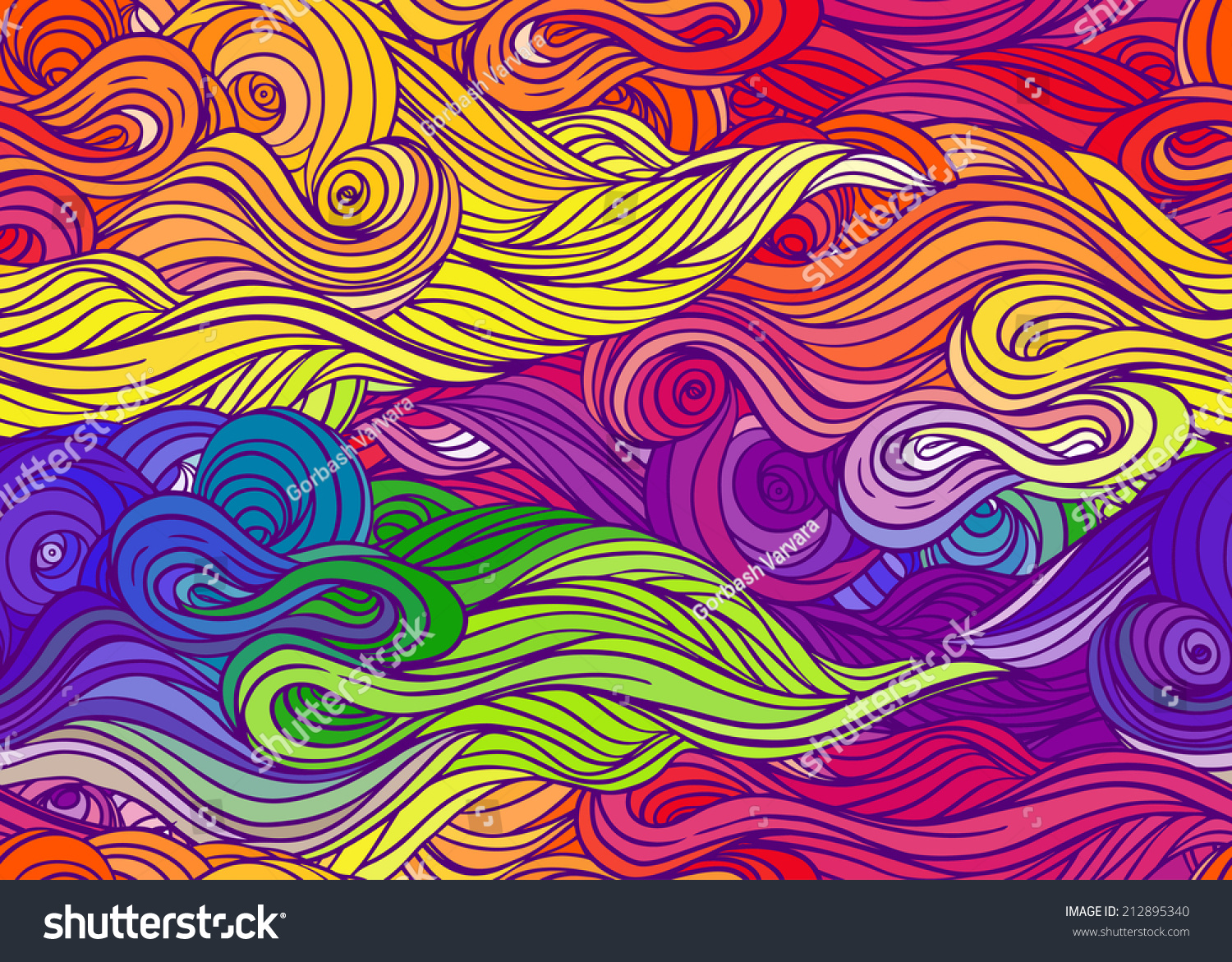 Vector Color Abstract Handdrawn Seamless Pattern Stock Vector Royalty