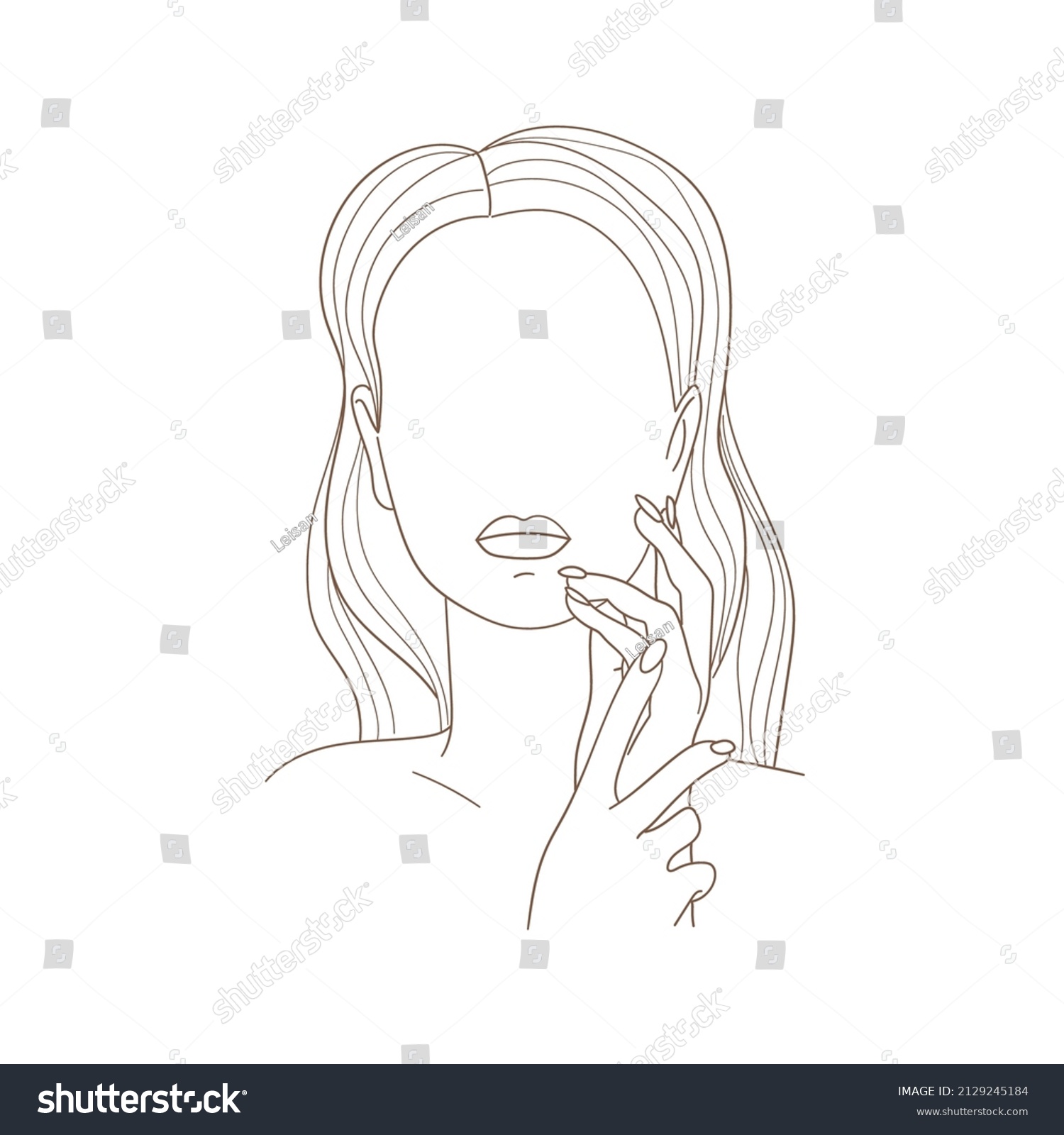 Beautiful Woman Line Art Vector Illustration Stock Vector Royalty Free 2129245184 Shutterstock 6294