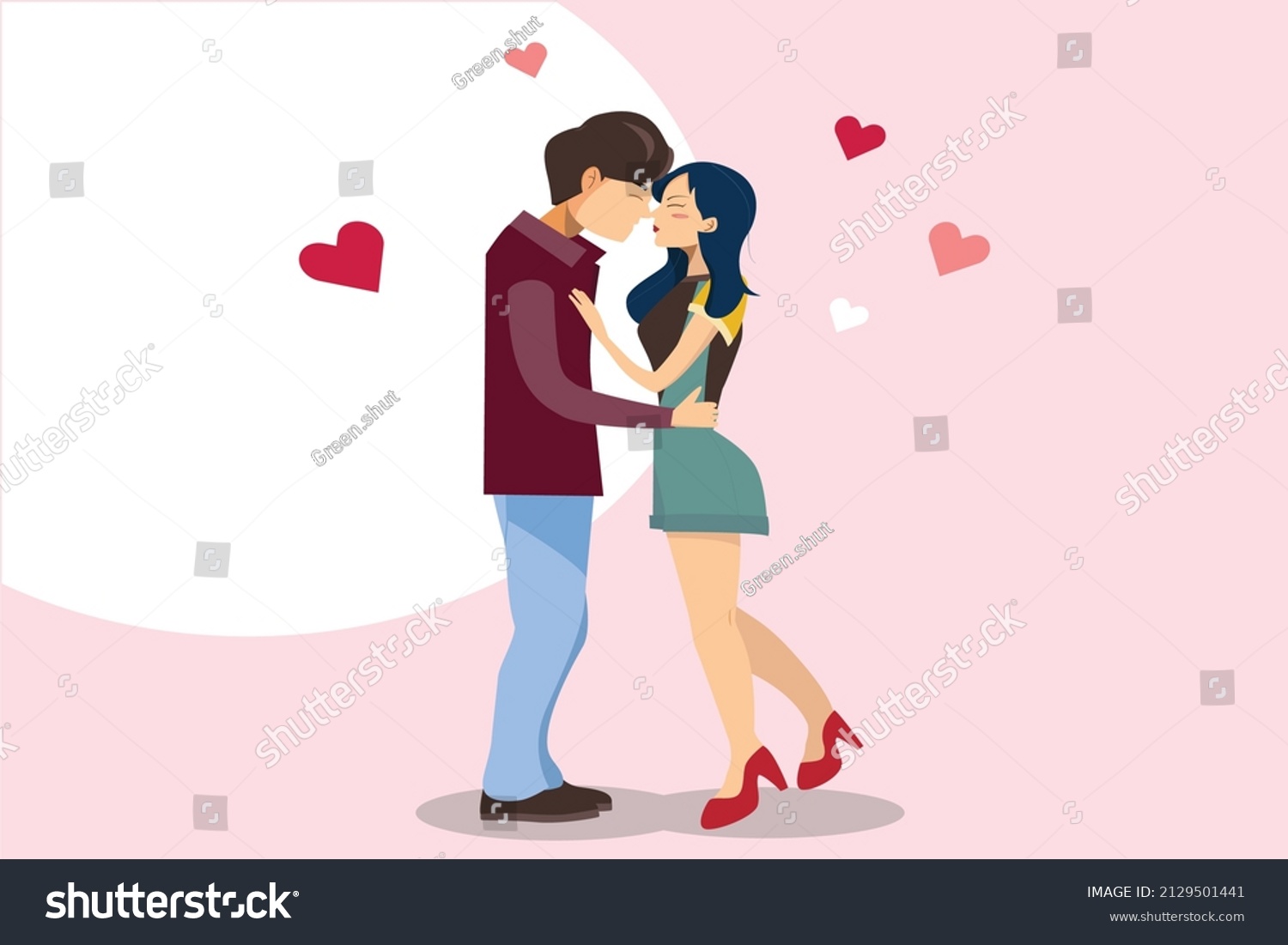 Illustration Man Woman Kissing Romantically Stock Vector (Royalty Free ...