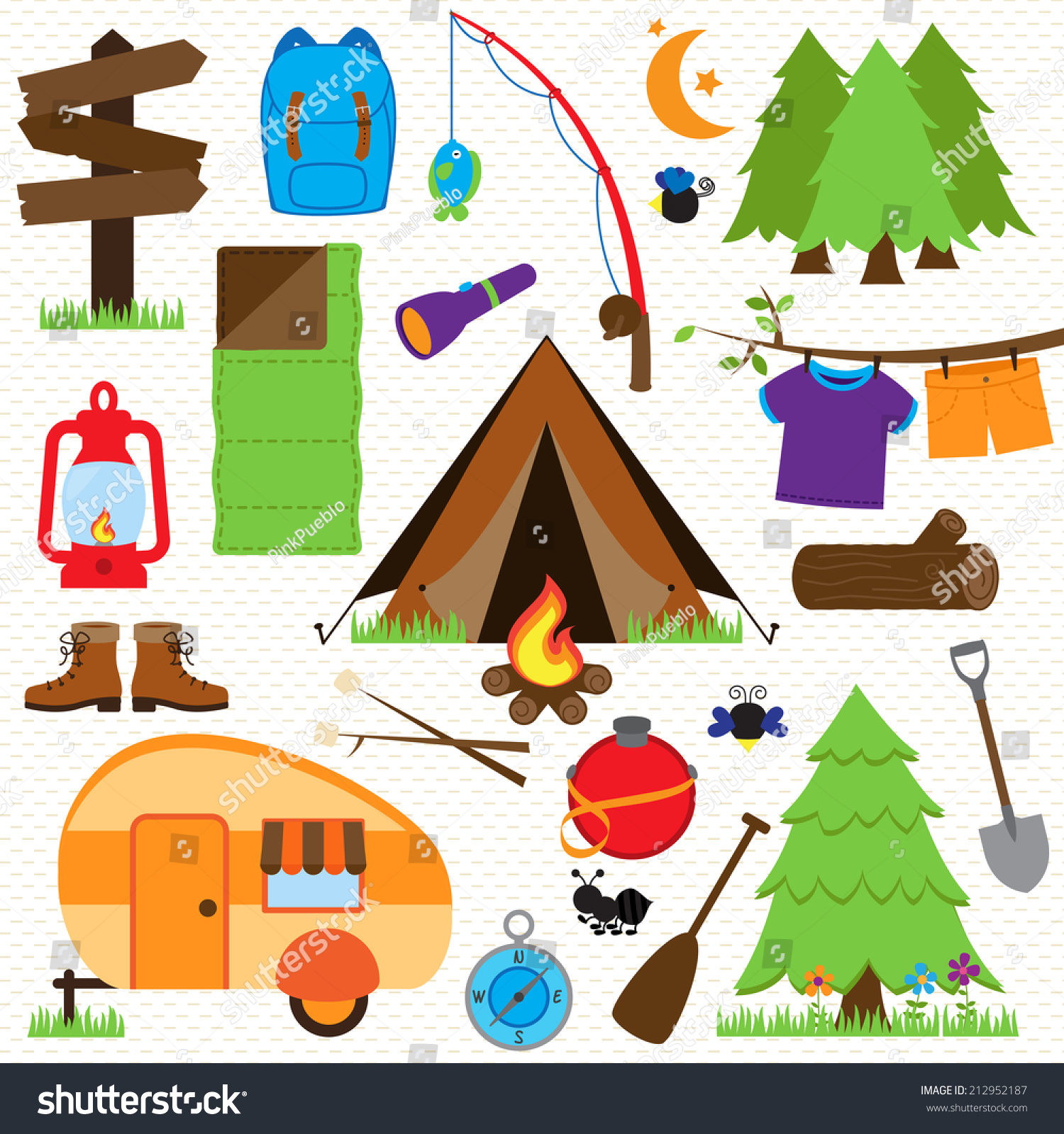 Vector Collection Camping Outdoors Themed Images Stock Vector (Royalty Free...