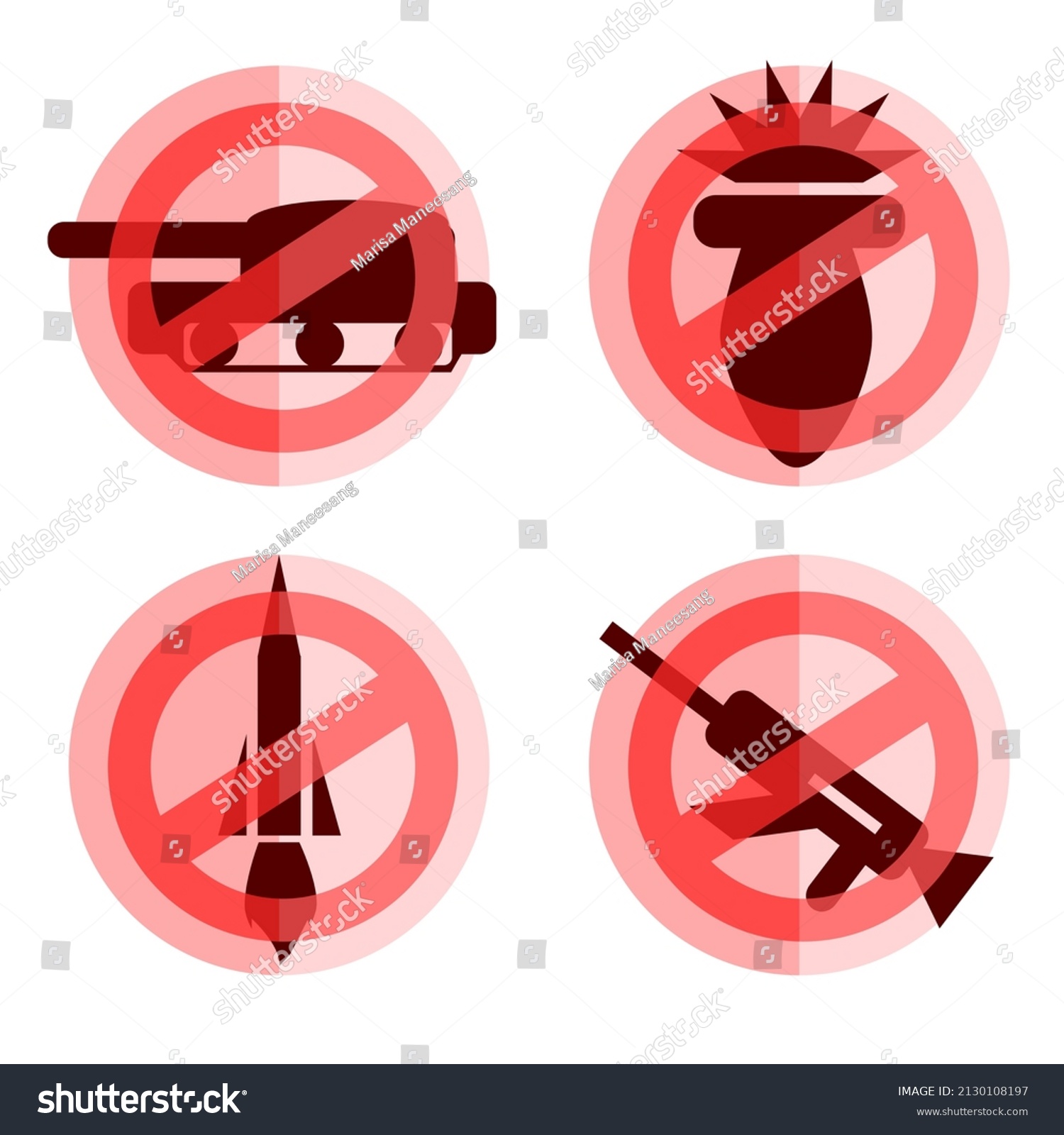 Varieties Red Antiwar Mark Icon Set Stock Vector (Royalty Free ...