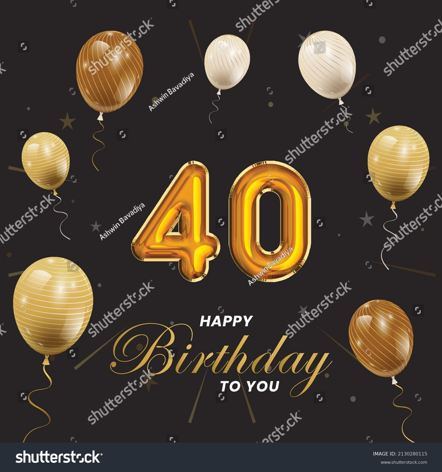 Happy 40th Birthday Greeting Card Vector Stock Vector (Royalty Free ...