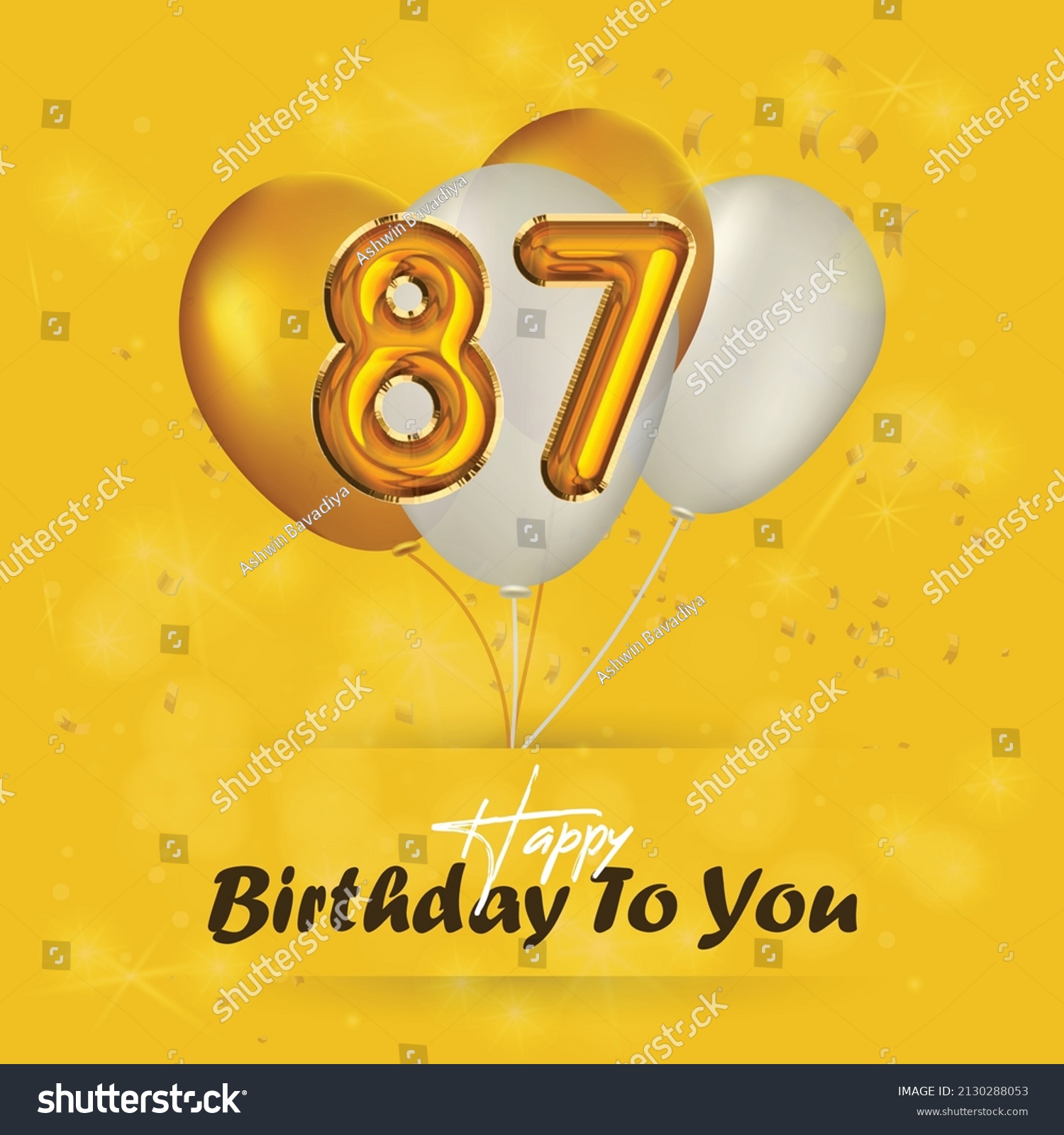 Happy 87th Birthday Greeting Card Vector Stock Vector (Royalty Free ...