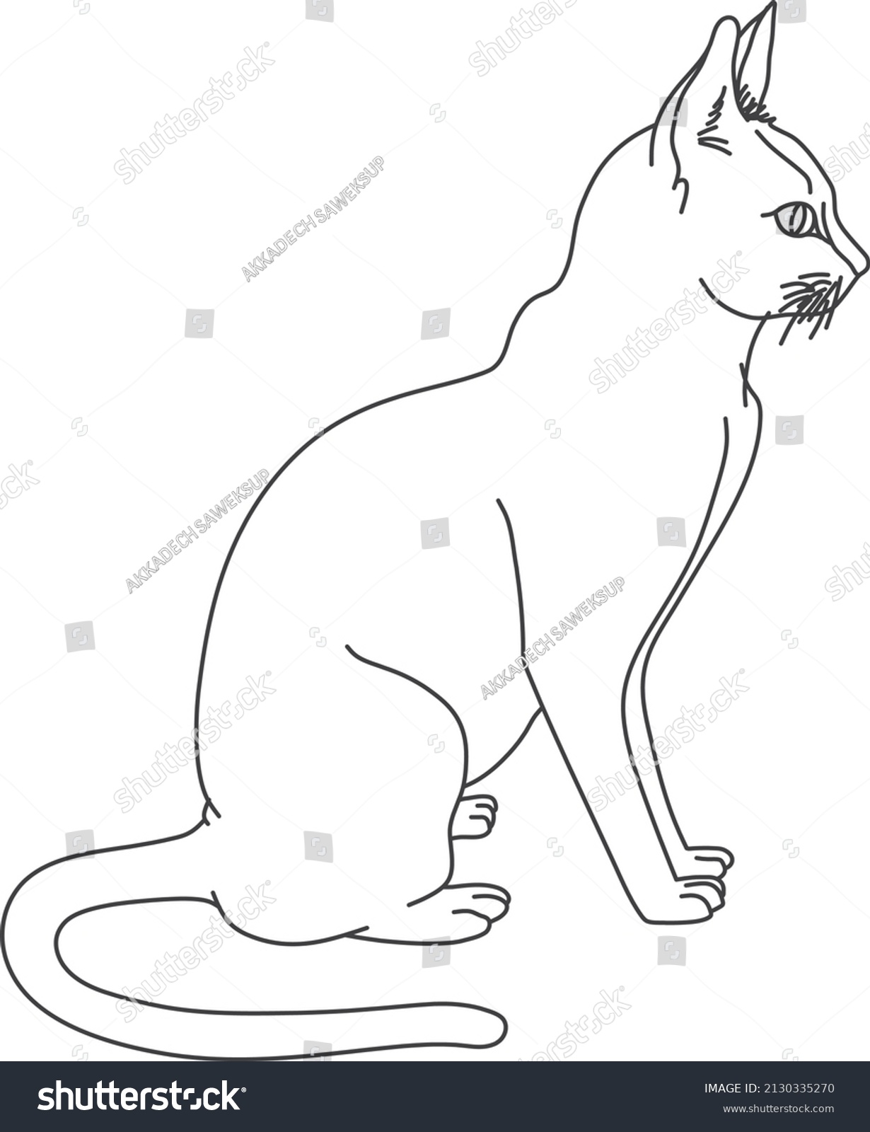 Vector Drawing Cat Coloringdrawing Isolated On Stock Vector (royalty 