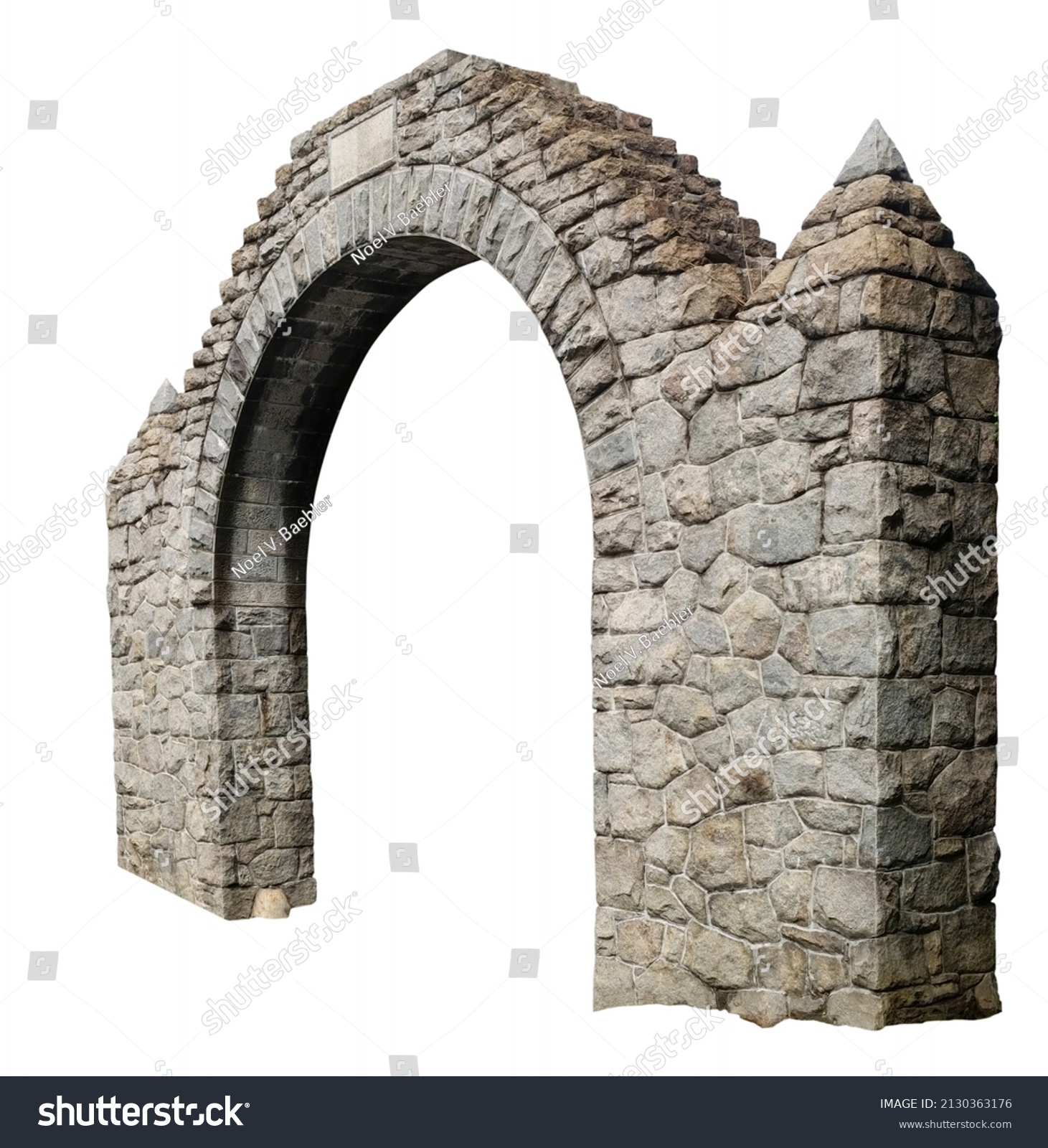 Angled View Neighborhood Stone Welcome Arch Stock Photo 2130363176 ...