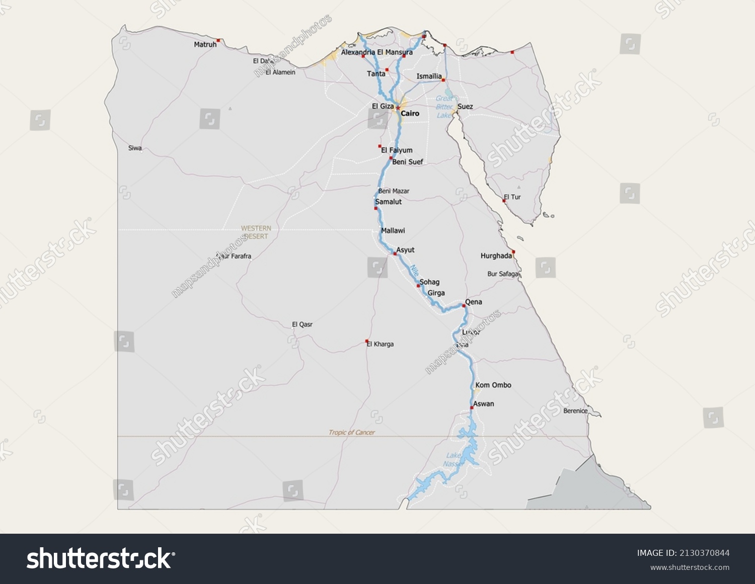 Egypt Political Map Capital National Borders Stock Illustration 