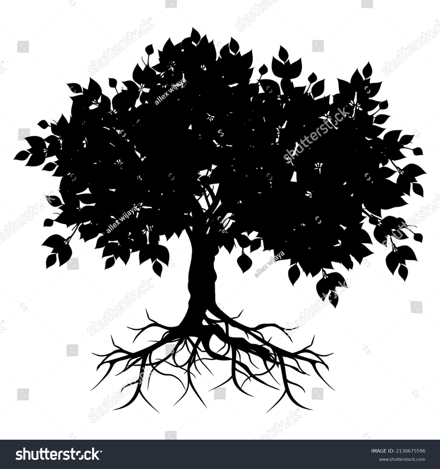 Silhouette Trees Roots On White Background Stock Vector (Royalty Free ...