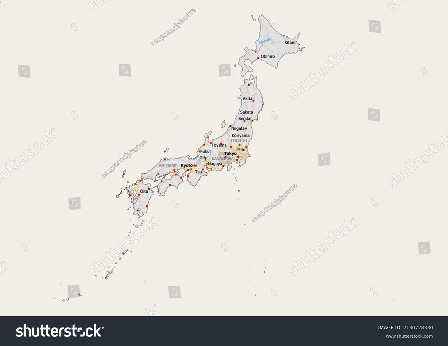 Japan Political Map Capital National Borders Stock Illustration ...