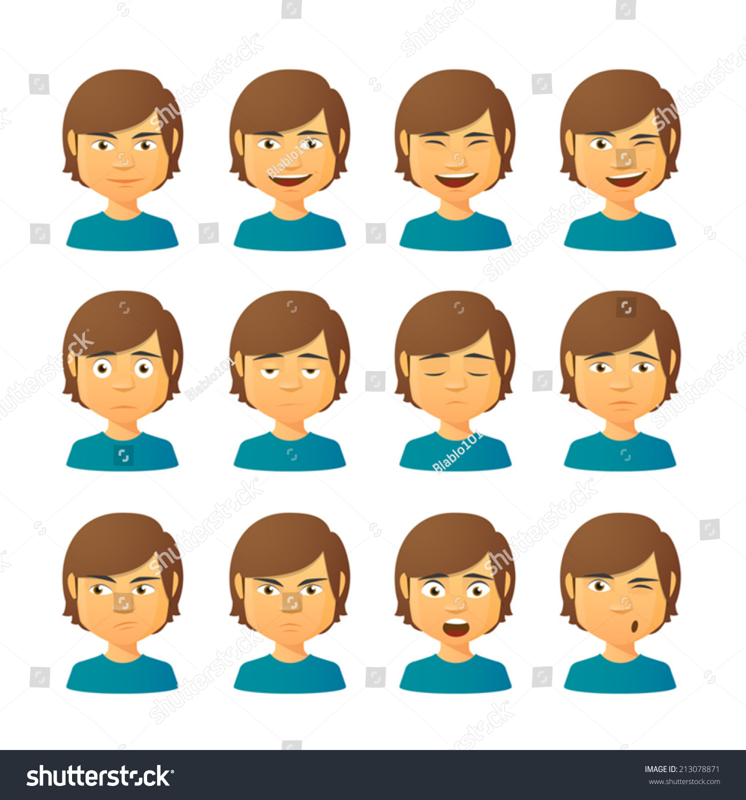 Isolated Set Male Avatar Expressions Stock Vector (Royalty Free ...