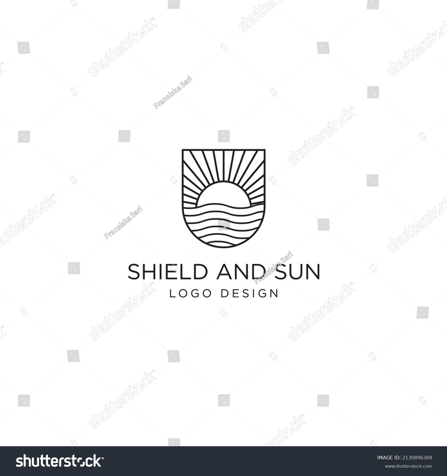 Shield Sun Logo Design Stock Vector (Royalty Free) 2130896369 ...