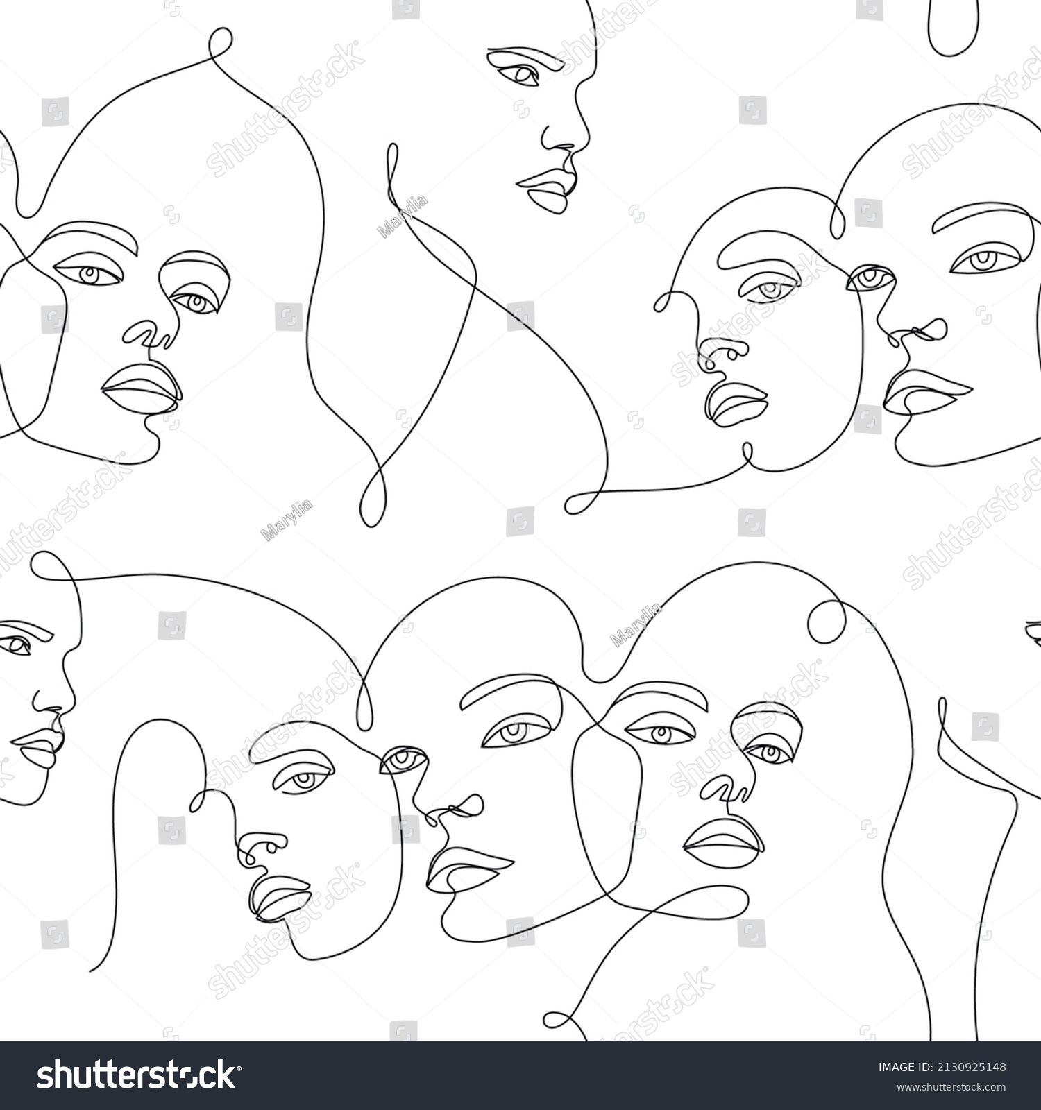 Vector Seamless Pattern Continuous Line Art Stock Vector Royalty Free 2130925148 Shutterstock