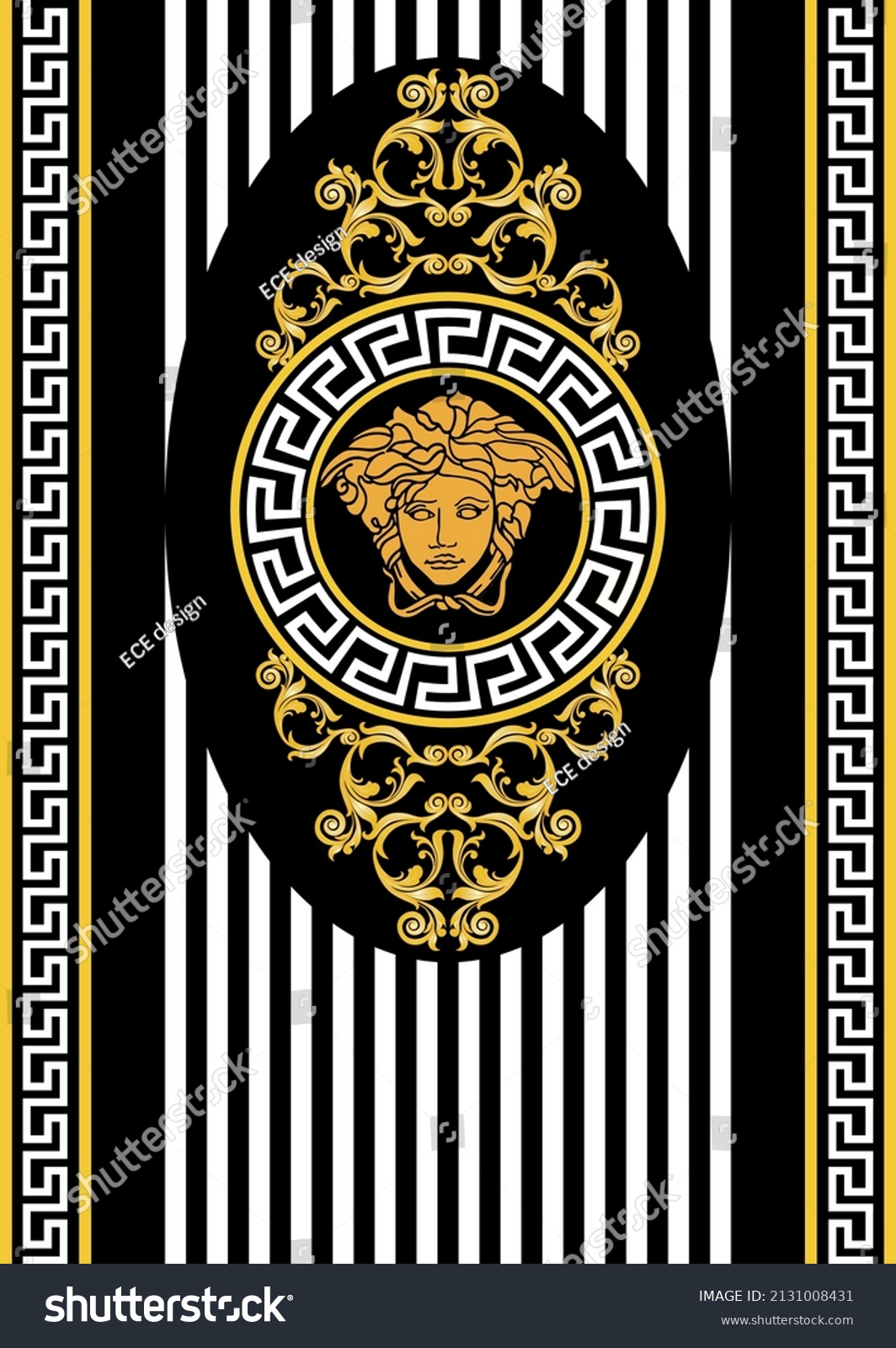 Golden Baroque Pattern On Black Vector Stock Vector (Royalty Free ...