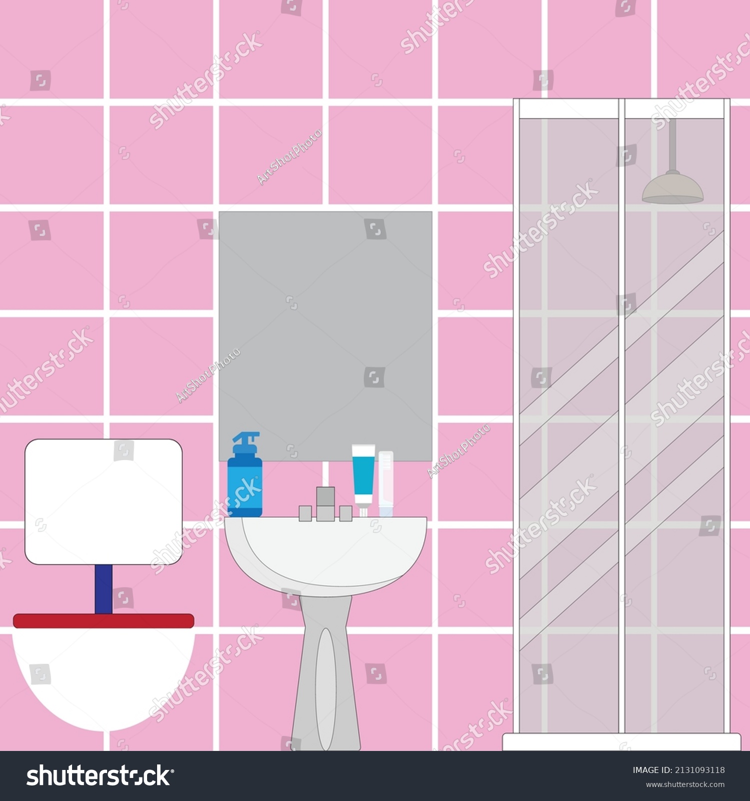 Interior Bathroom Sink Toilet Shower Cabin Stock Vector (Royalty Free