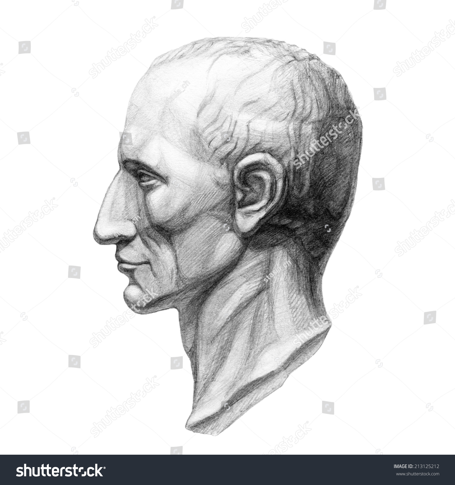 Цезарь в профиль гипсовая голова