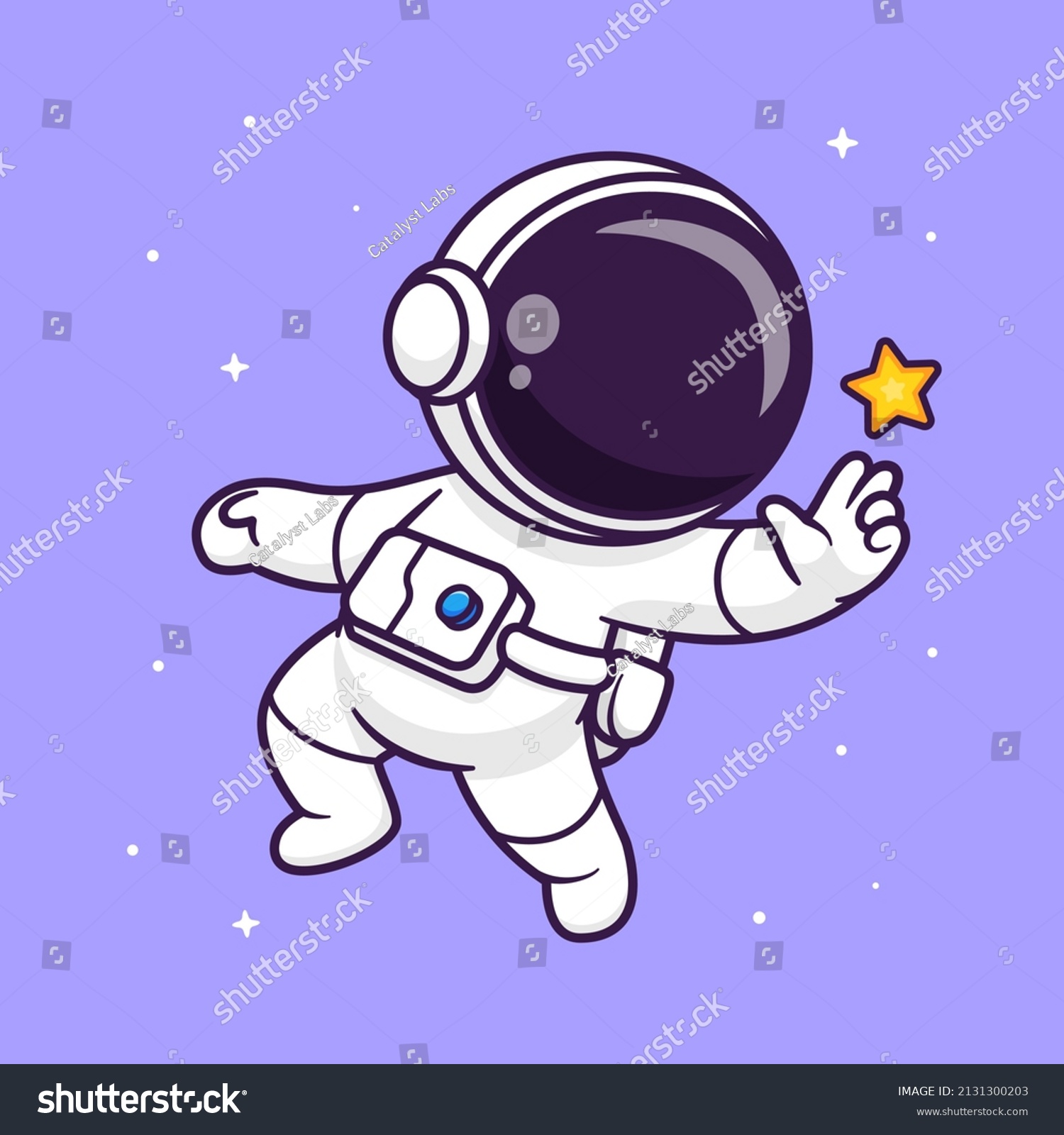 Cute Astronaut Floating Space Star Cartoon Stock Vector (Royalty Free ...