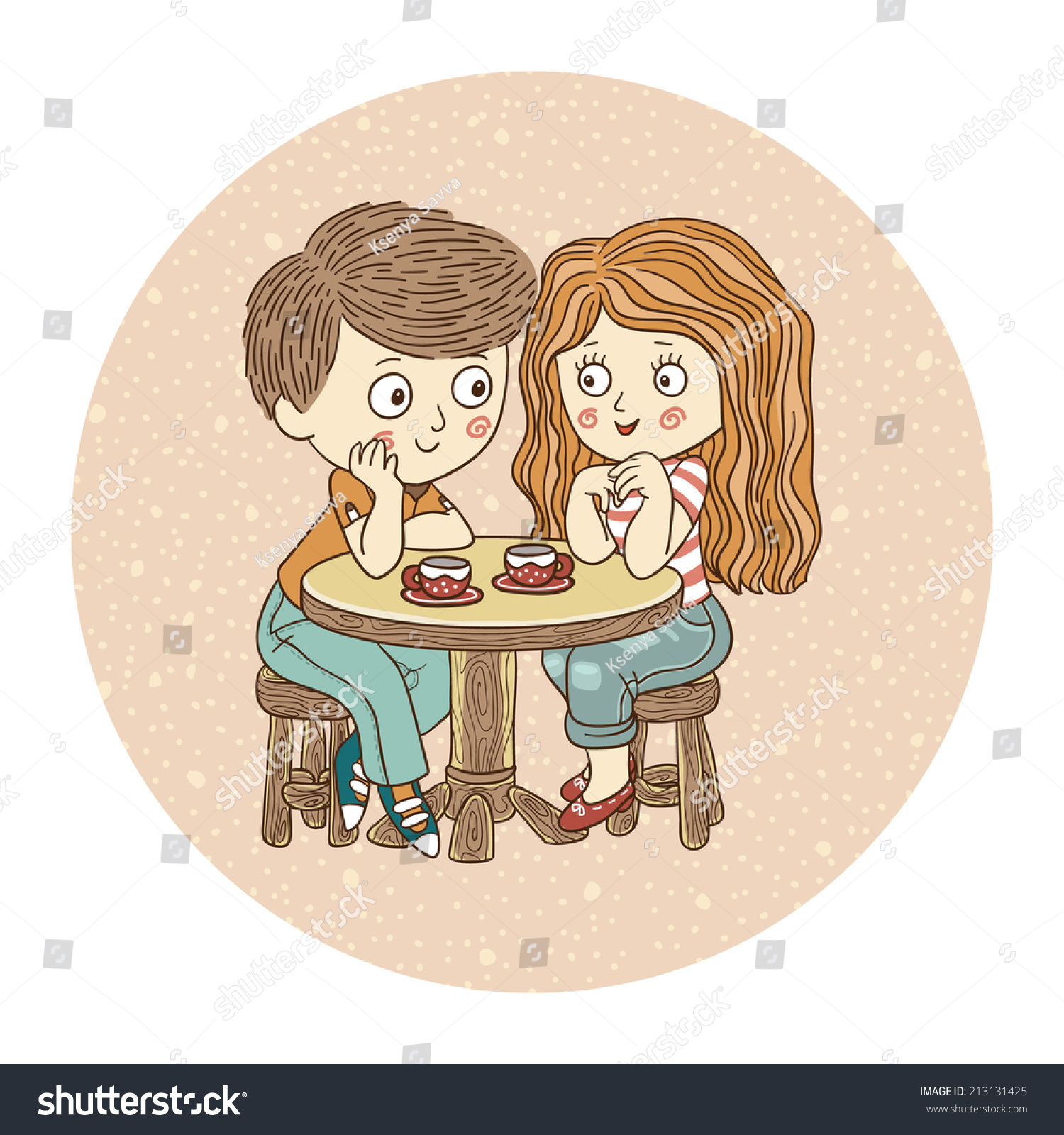 Мальчик с девочкой в кафе