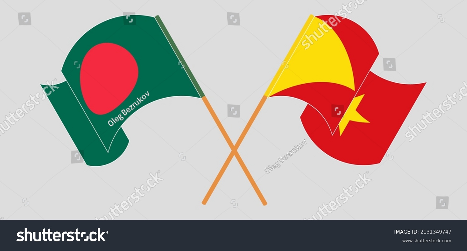 Crossed Waving Flags Bangladesh Tigray Vector Stock Vector Royalty Free 2131349747 Shutterstock 8160