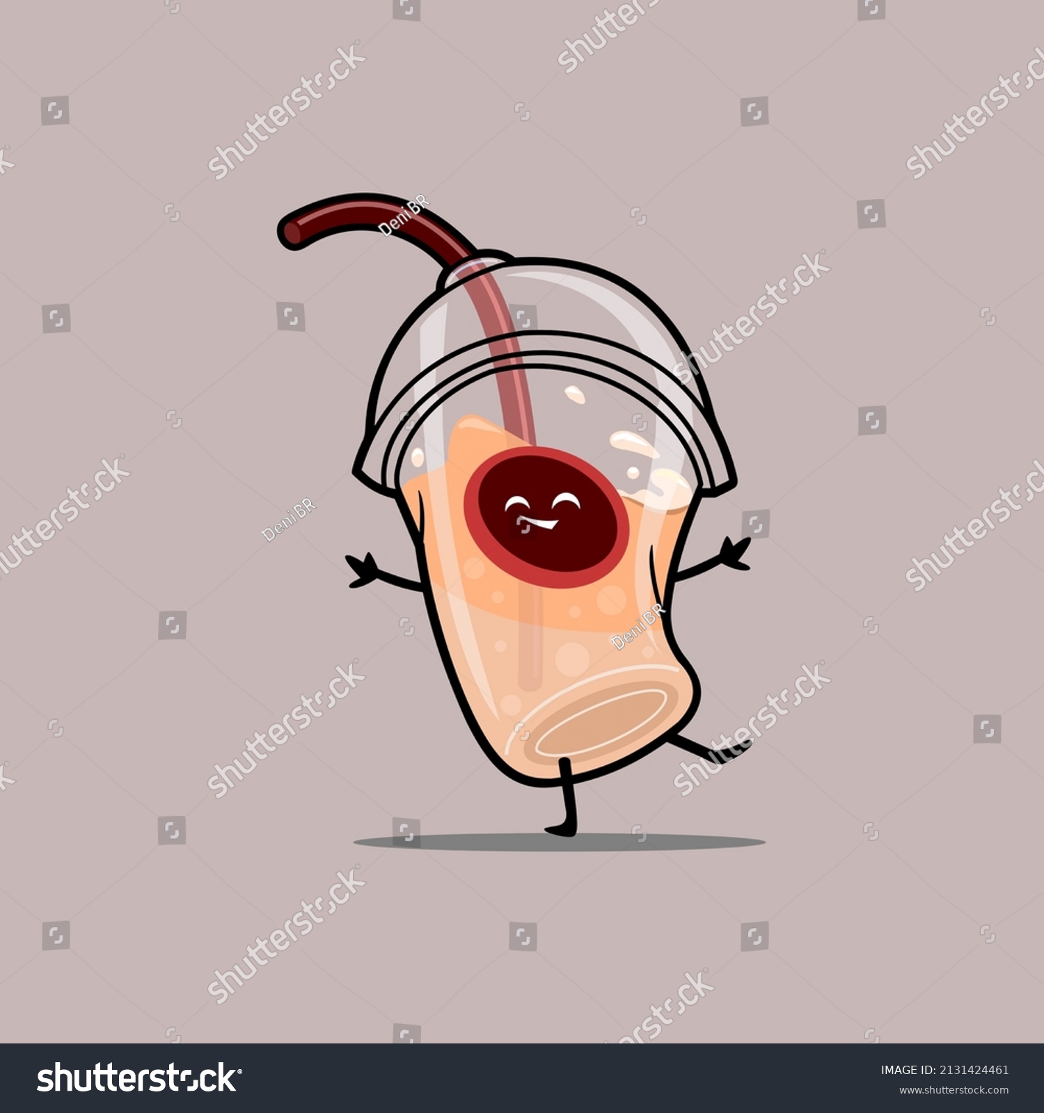 Illustration Iced Coffee Clear Plastic Cup Stock Vector (Royalty Free ...