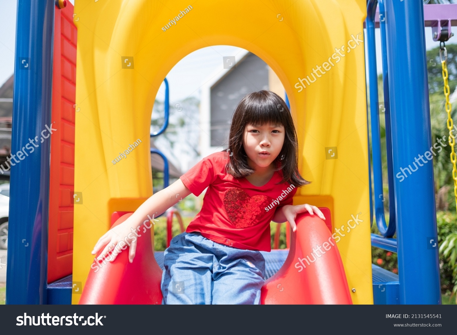 Children Playing Playground Happy Girl Stock Photo 2131545541 ...