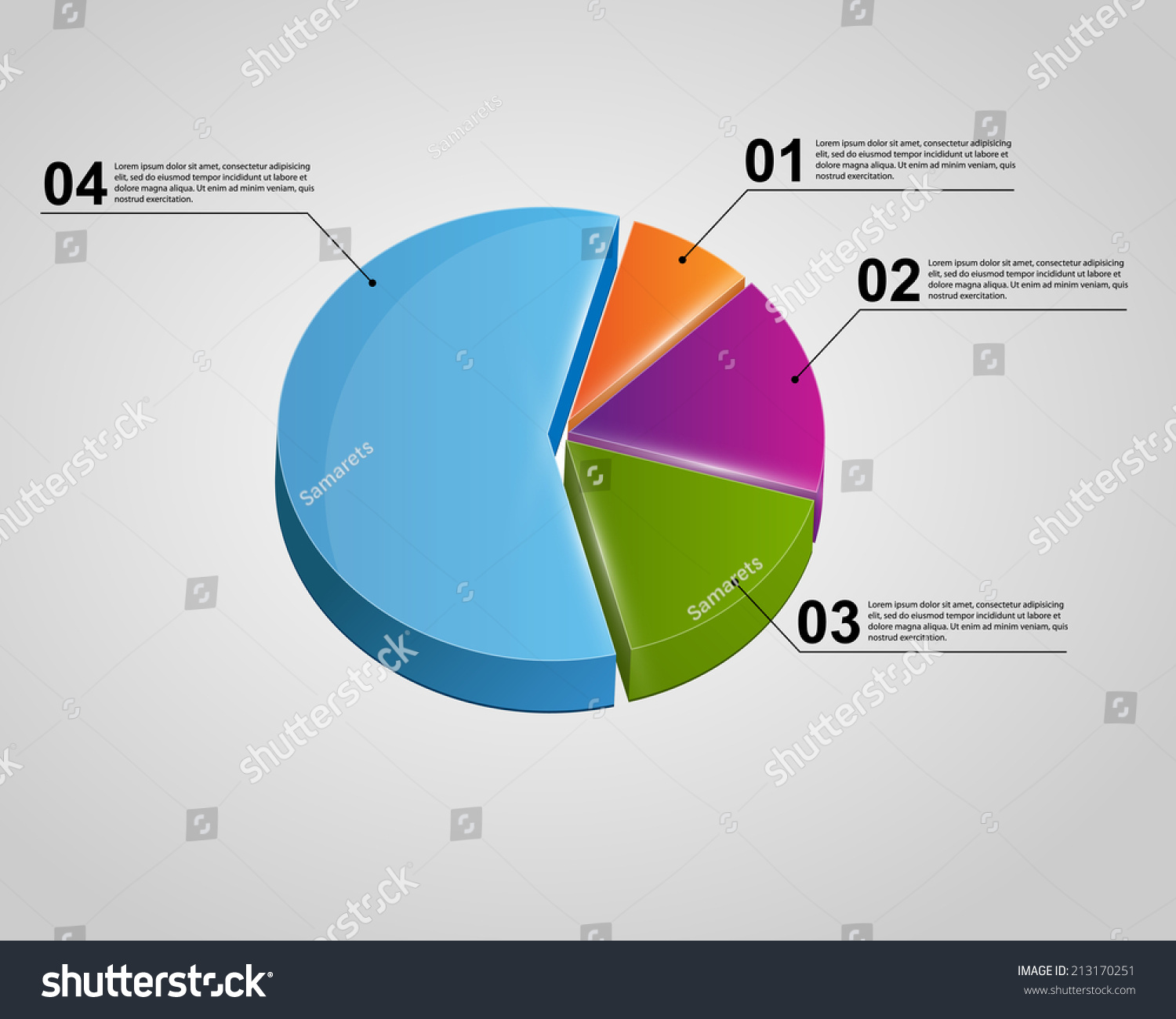 Colorful 3d Infographic Chart Pie Diagram Stock Vector (Royalty Free ...