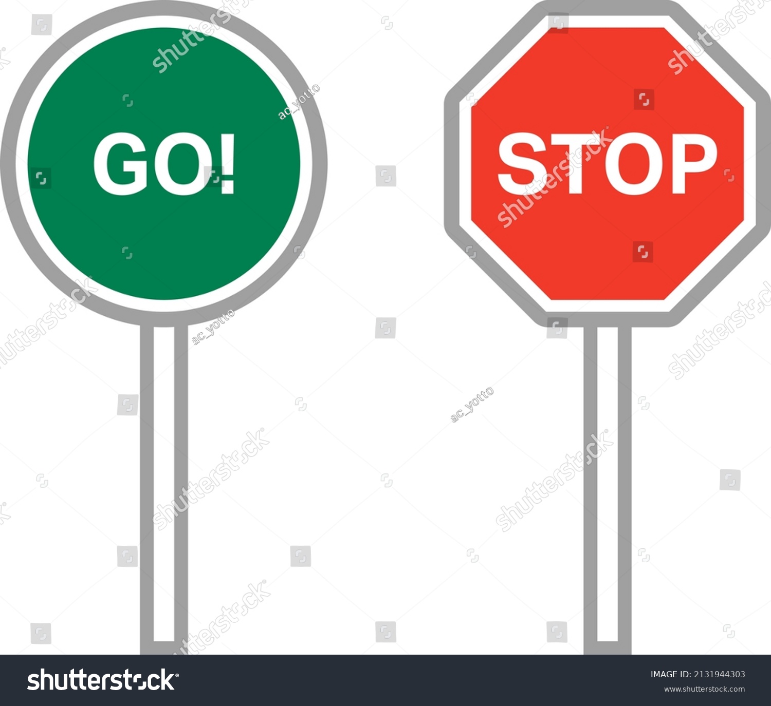 Stop Sign Go Sign Stock Vector (Royalty Free) 2131944303 | Shutterstock