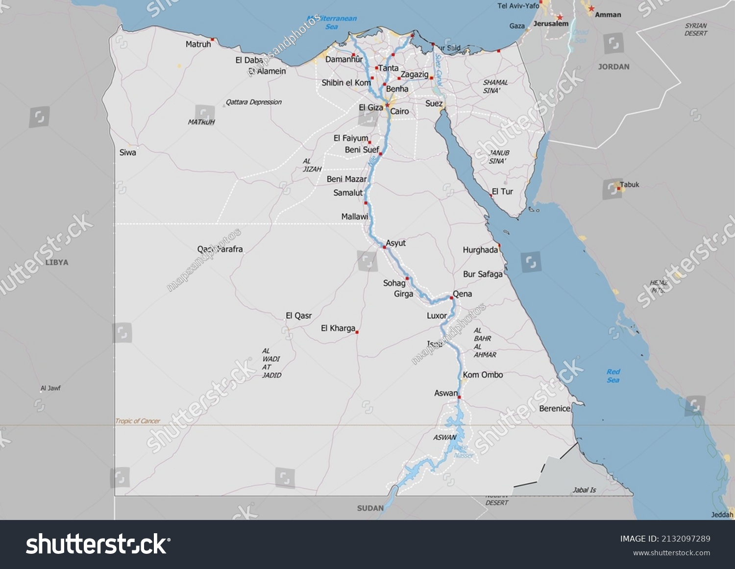 Egypt Political Map Neighbors Capital National Stock Illustration ...