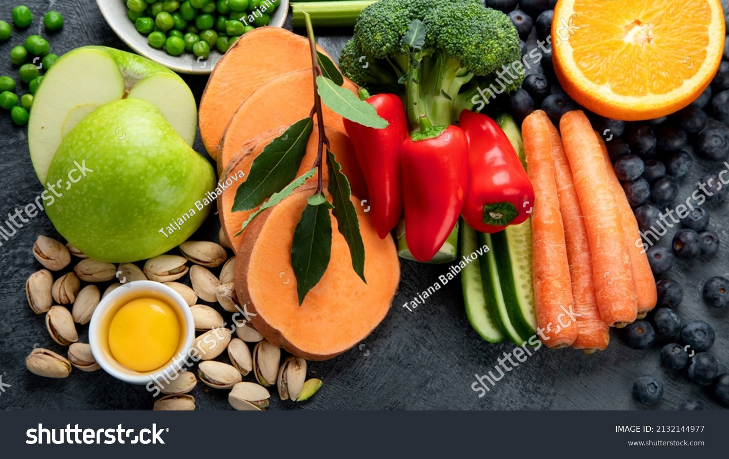 Foods High Lutein On Dark Background Stock Photo 2132144977 | Shutterstock