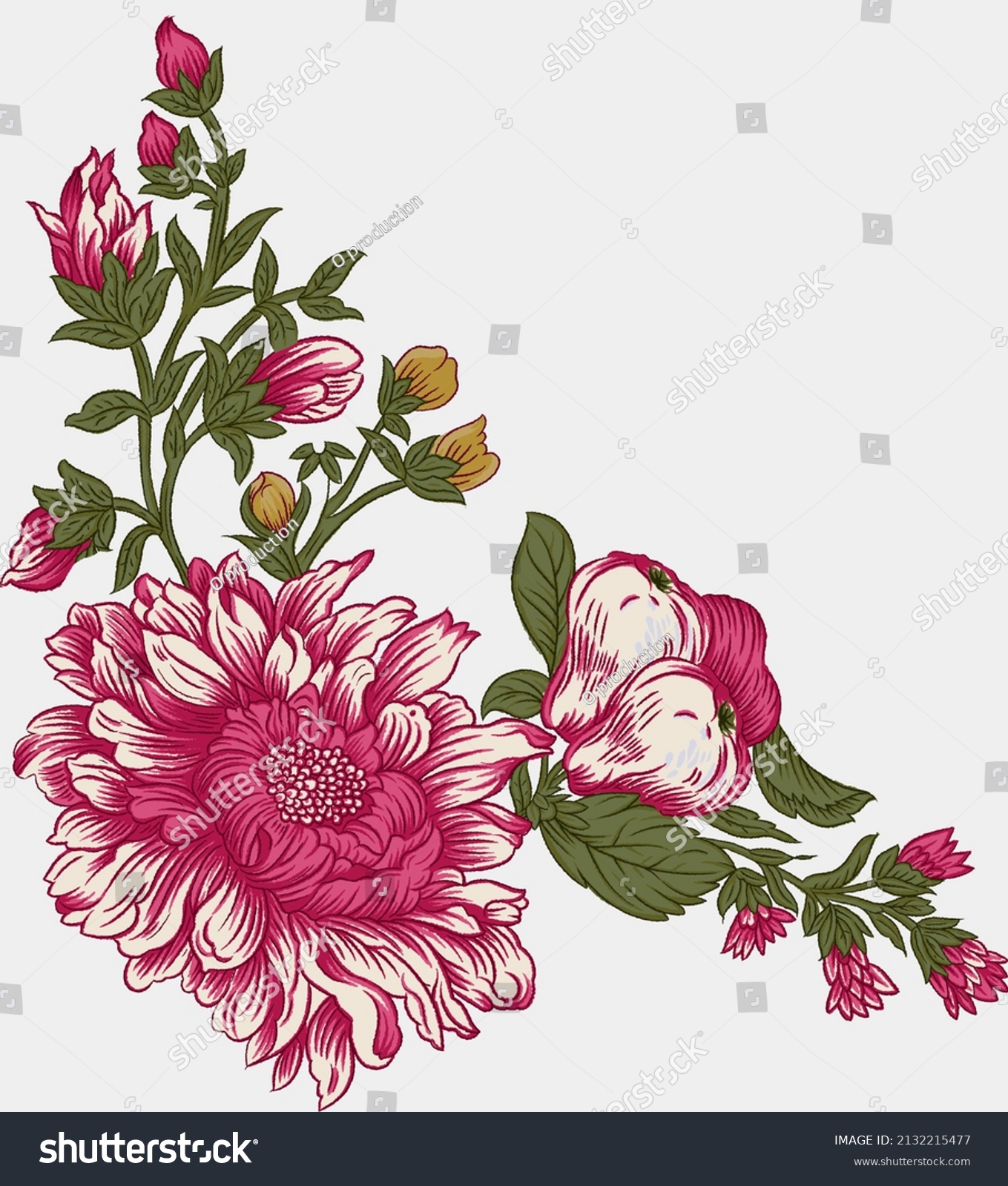 Ethnic Mughal Art Border Flower Textile Stock Illustration 2132215477 ...