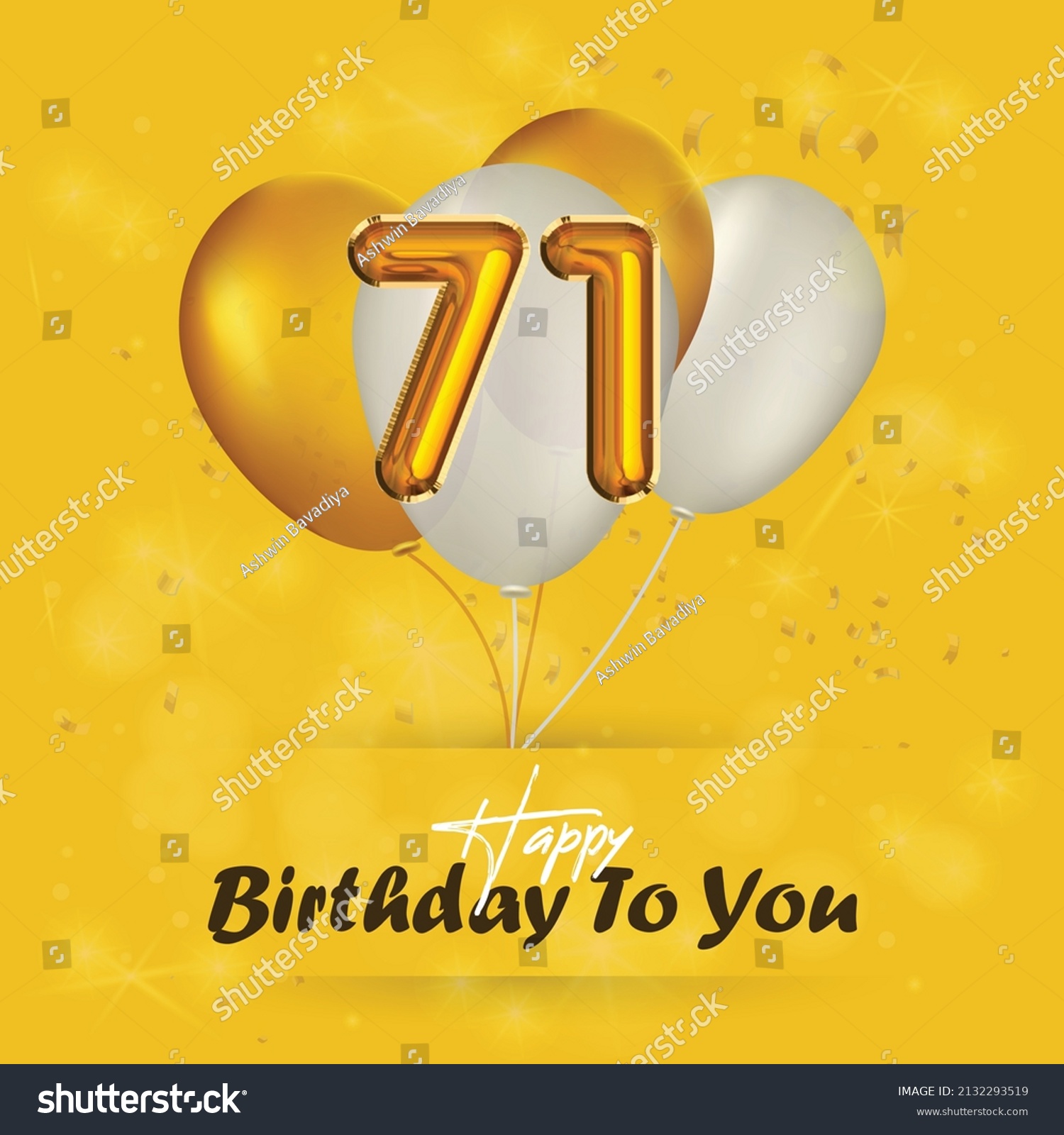 Happy 71st Birthday Greeting Card Vector Stock Vector (Royalty Free ...