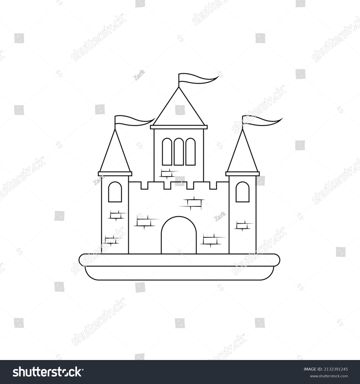 Princess Castle Line Style Vector Illustration Stock Vector (Royalty ...