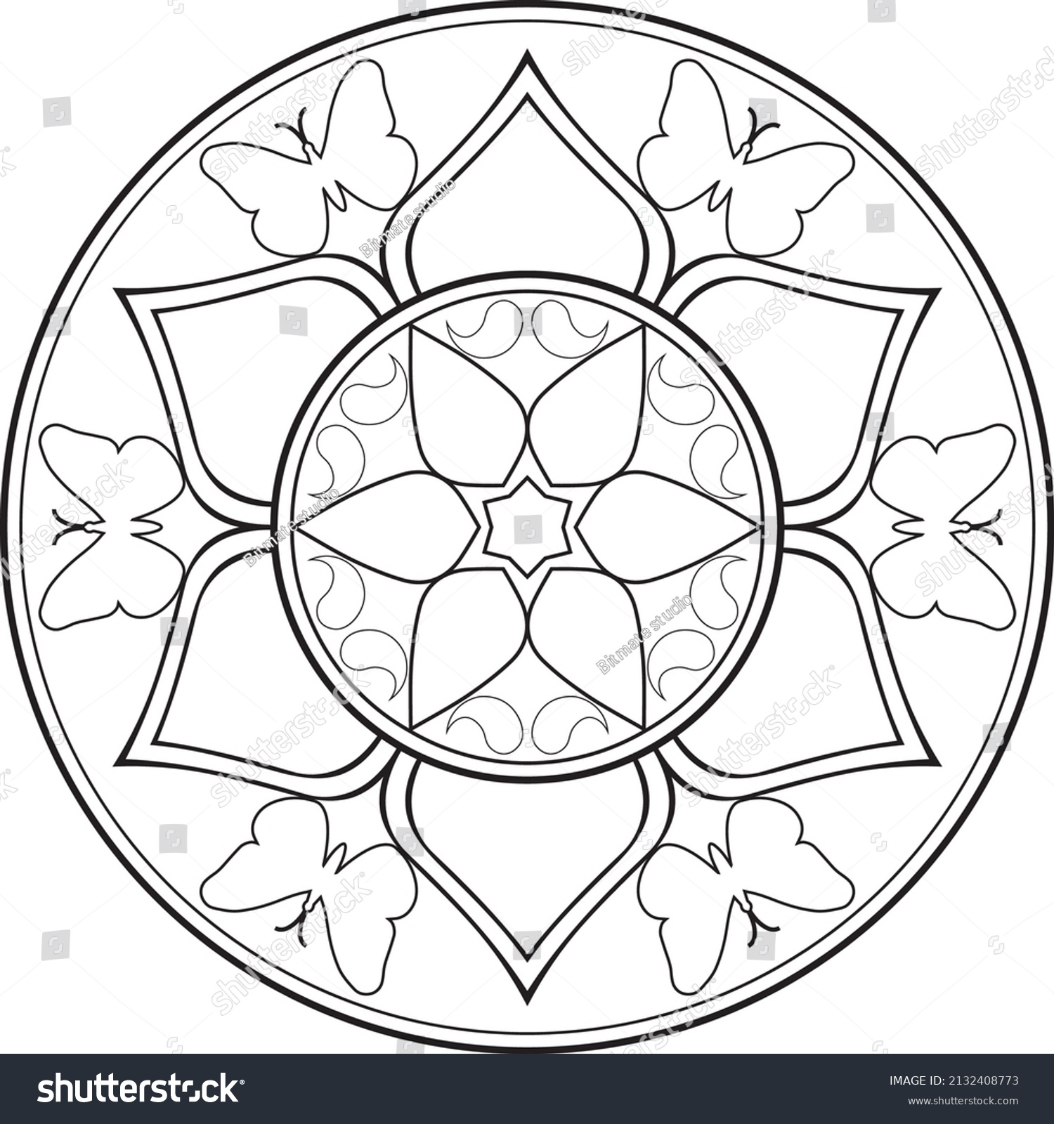 Mandalas Coloring Kids Drawing Stock Vector (Royalty Free) 2132408773 ...