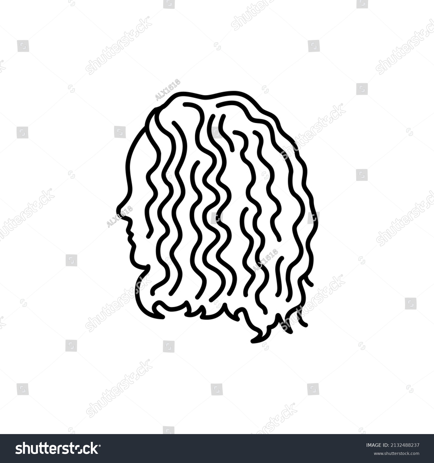 Woman Red Curly Hair Color Line Stock Vector Royalty Free 2132488237