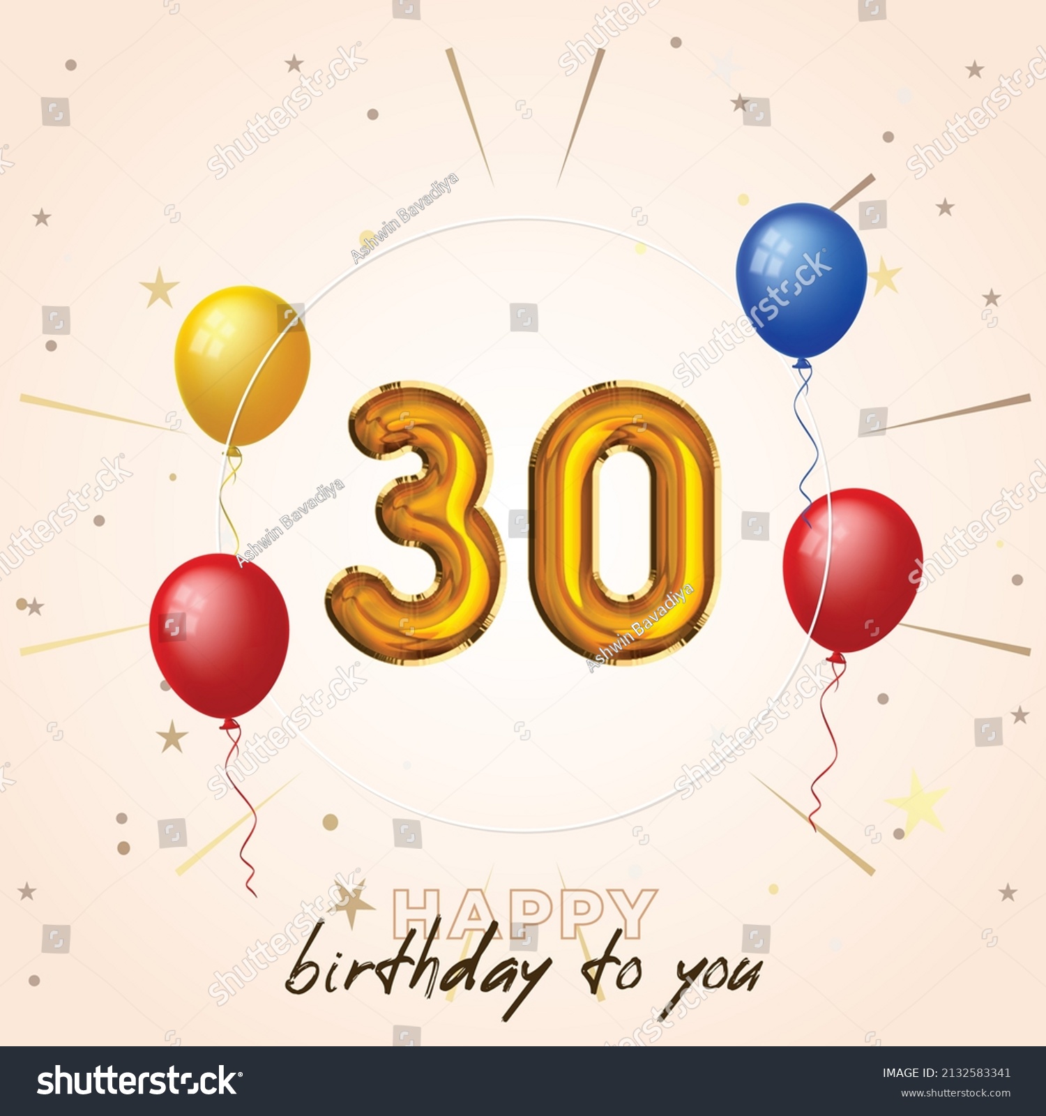 Happy 30th Birthday Greeting Card Vector Stock Vector (Royalty Free ...