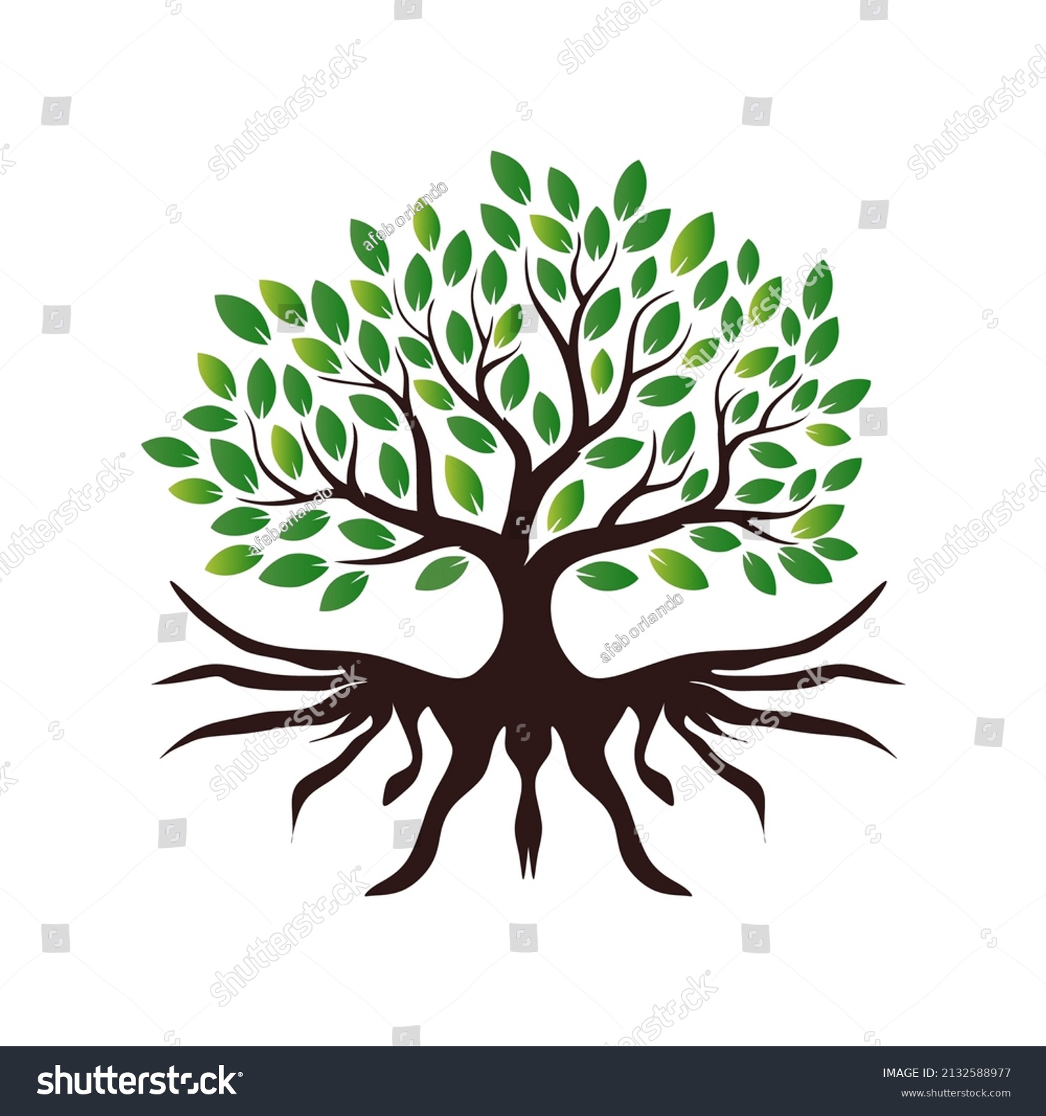 Abstract Dynamic Tree Logo Design Root Stock Vector (Royalty Free ...