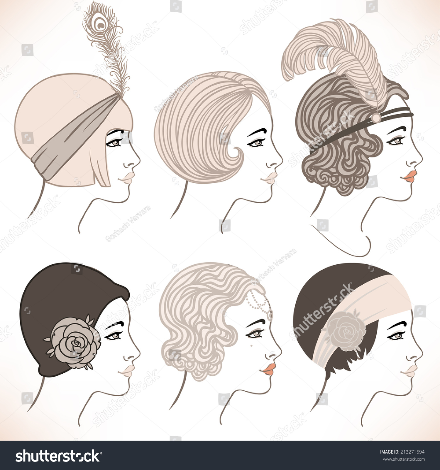 Flapper Girl Typical 20s Retro Hairstyle Stock Vector (Royalty Free ...