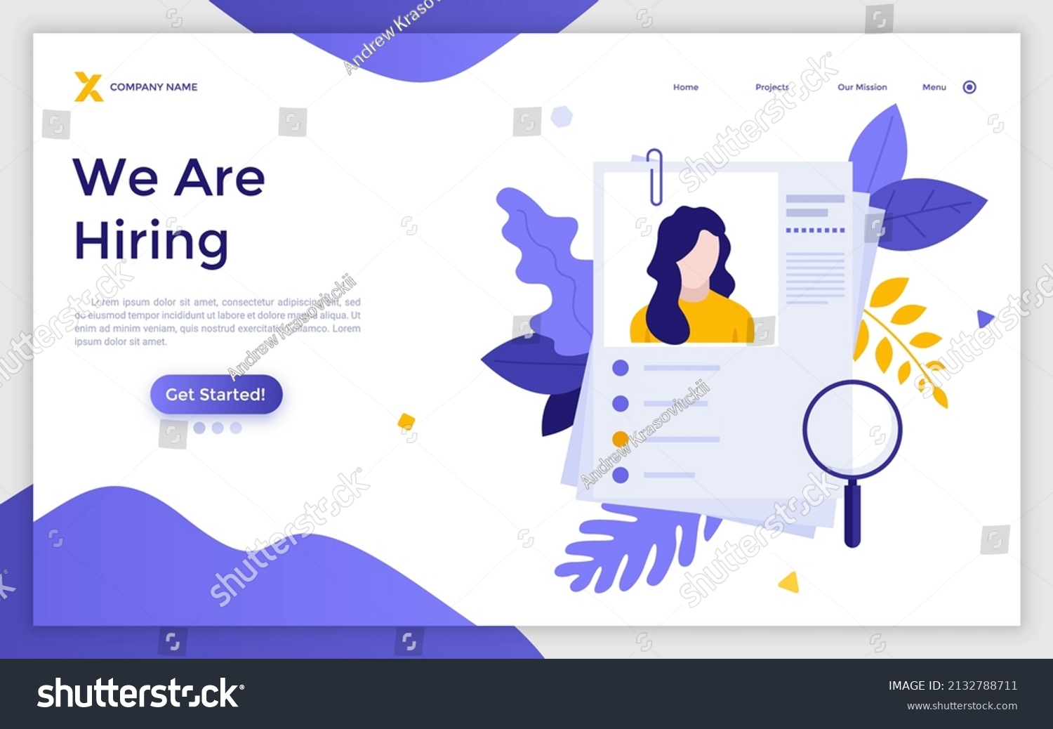 Landing Page Template Curriculum Vitae Cv Stock Vector (Royalty Free ...