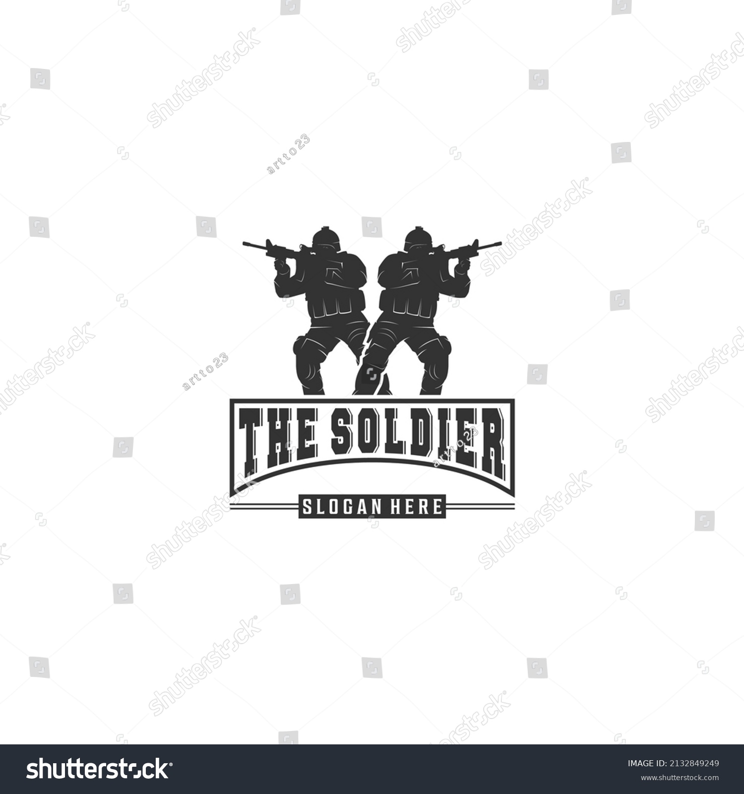 Soldier Vector Logo Template White Background Stock Vector (Royalty ...